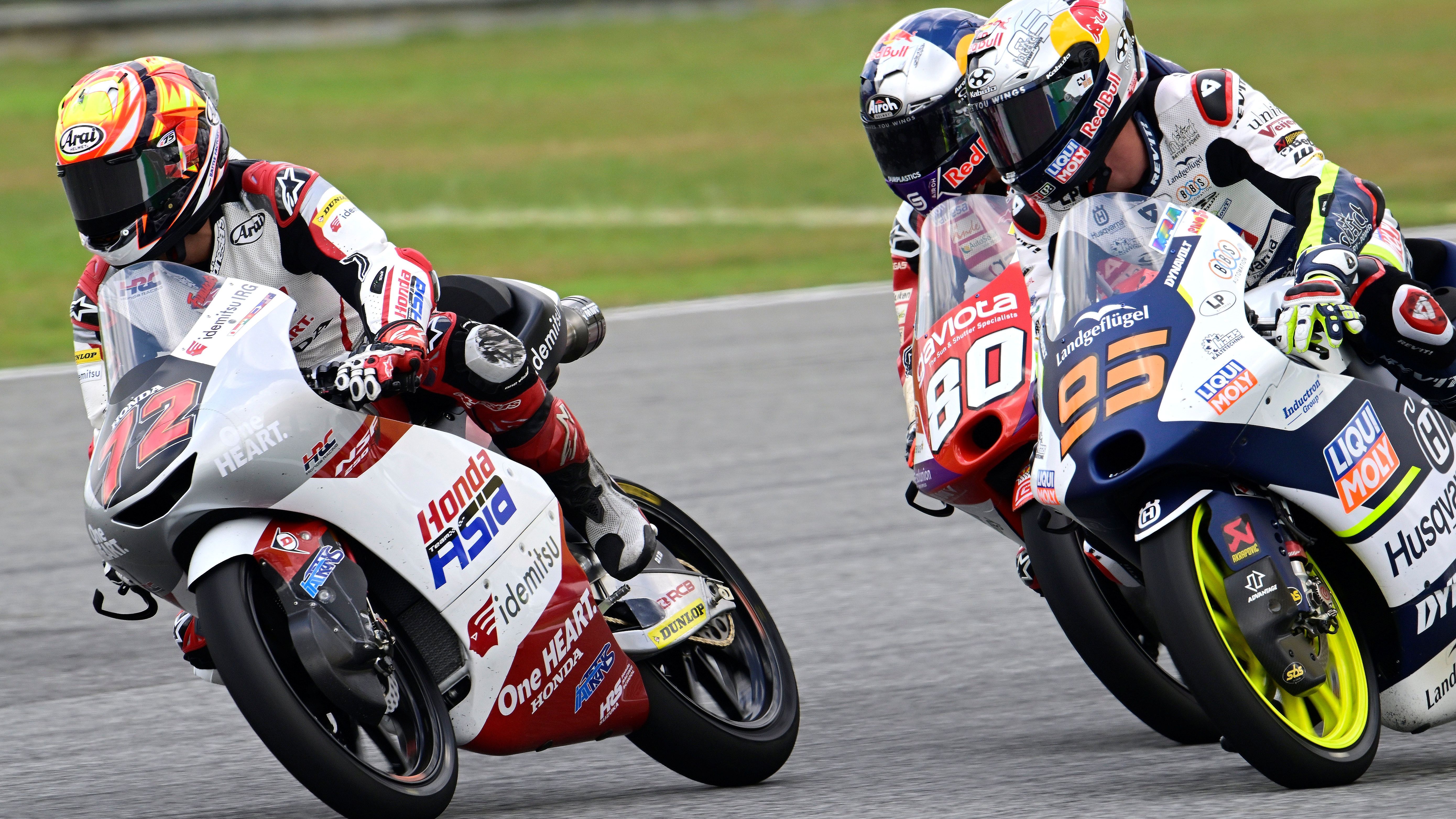 Taiyo Furusato seguido por Collin Veijer y David Alonso, Moto3 Tailandia 2023