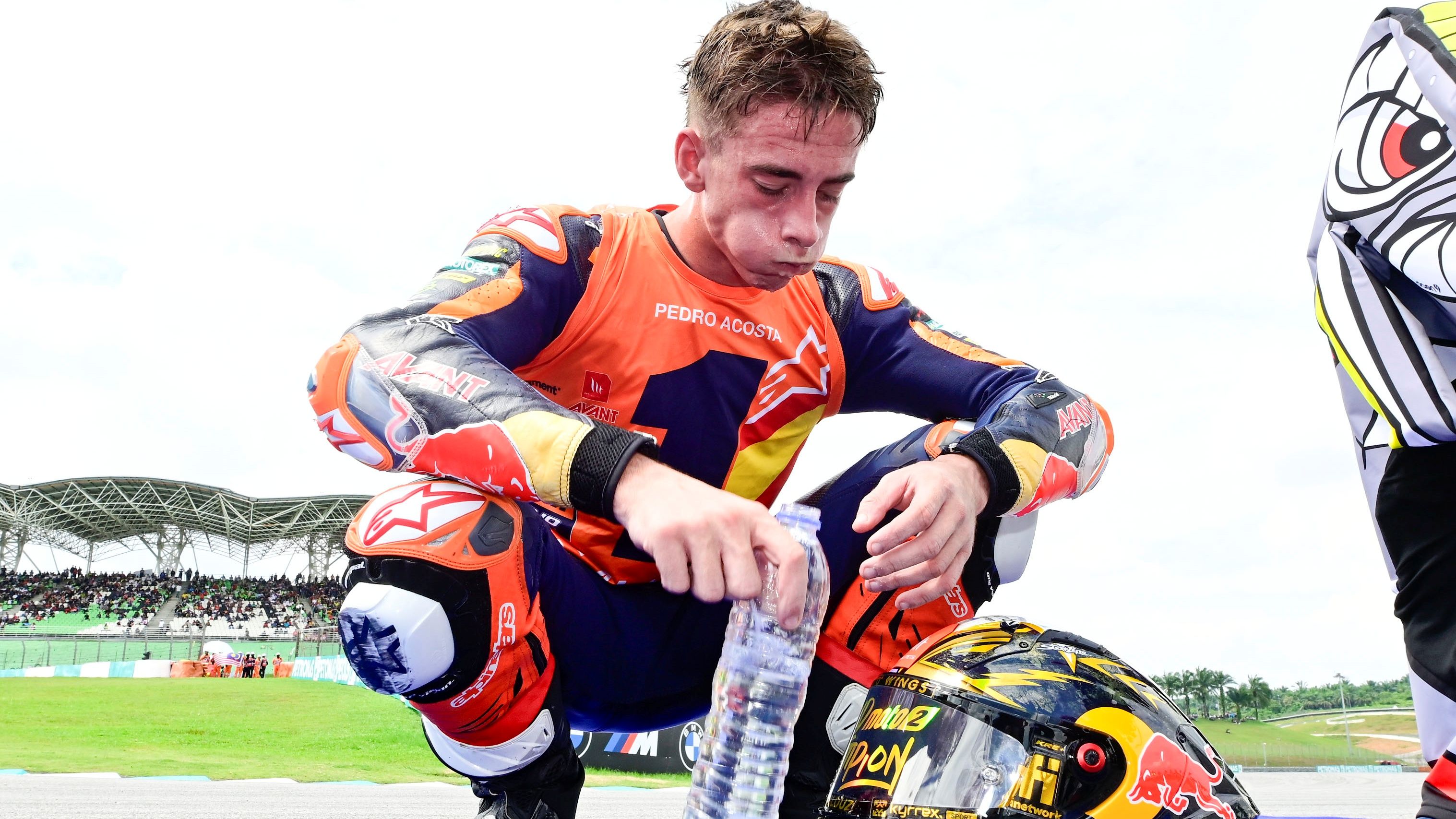 Pedro Acosta justo después de proclamarse campeón del mundo de Moto2 2023