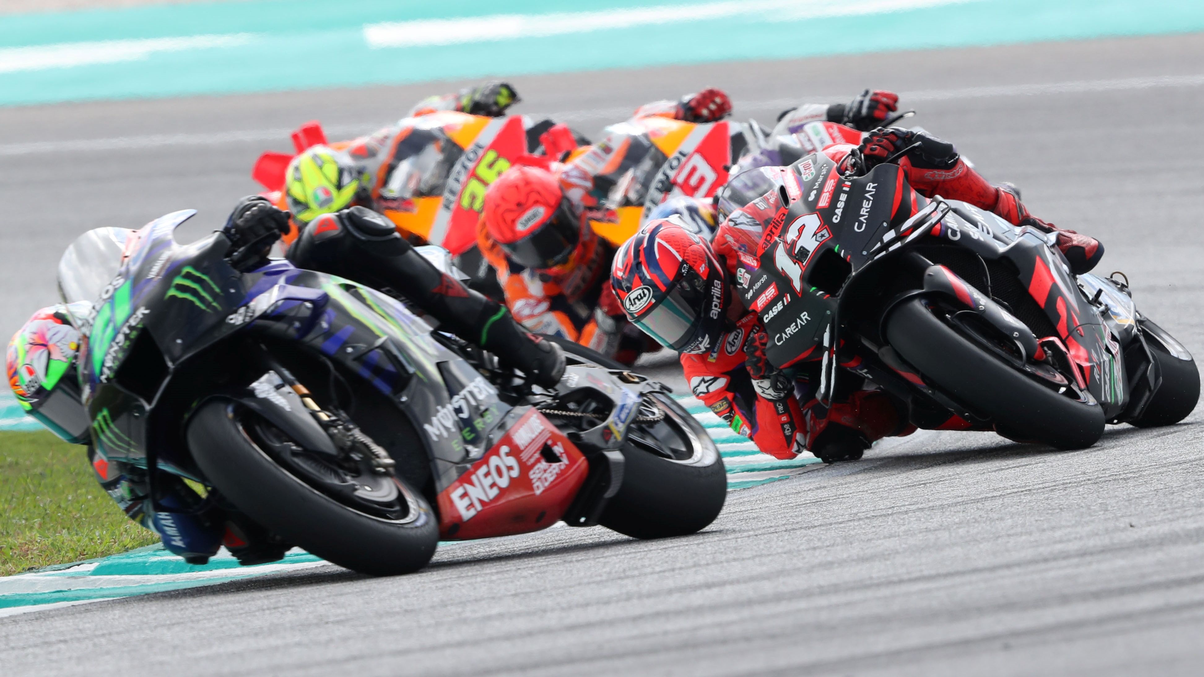 Franco Morbidelli, Maverick Viñales, Marc Márquez y Joan Mir, MotoGP Malasia 2023