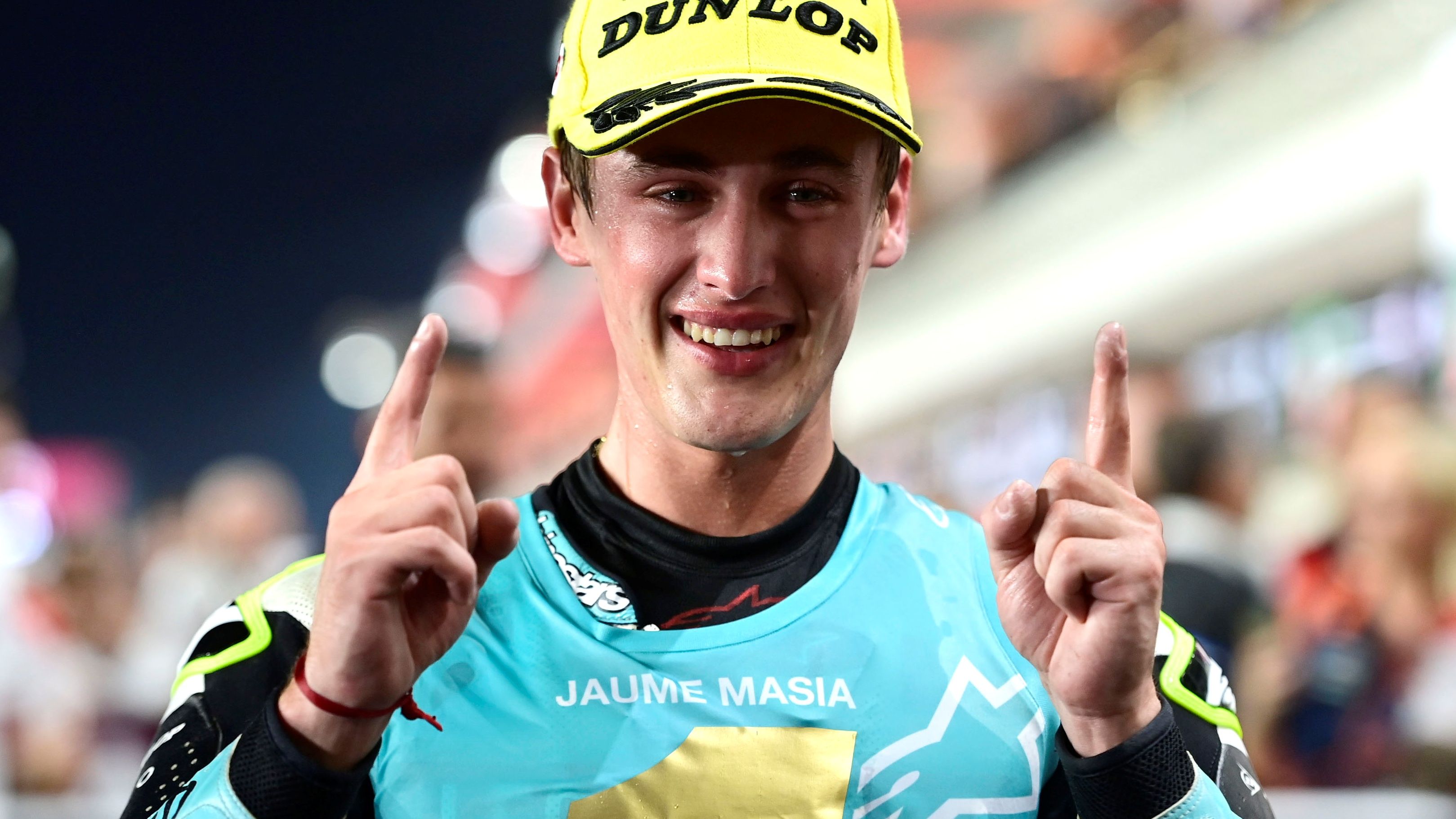 Jaume Masià festeja su título, Moto3 Qatar 2023