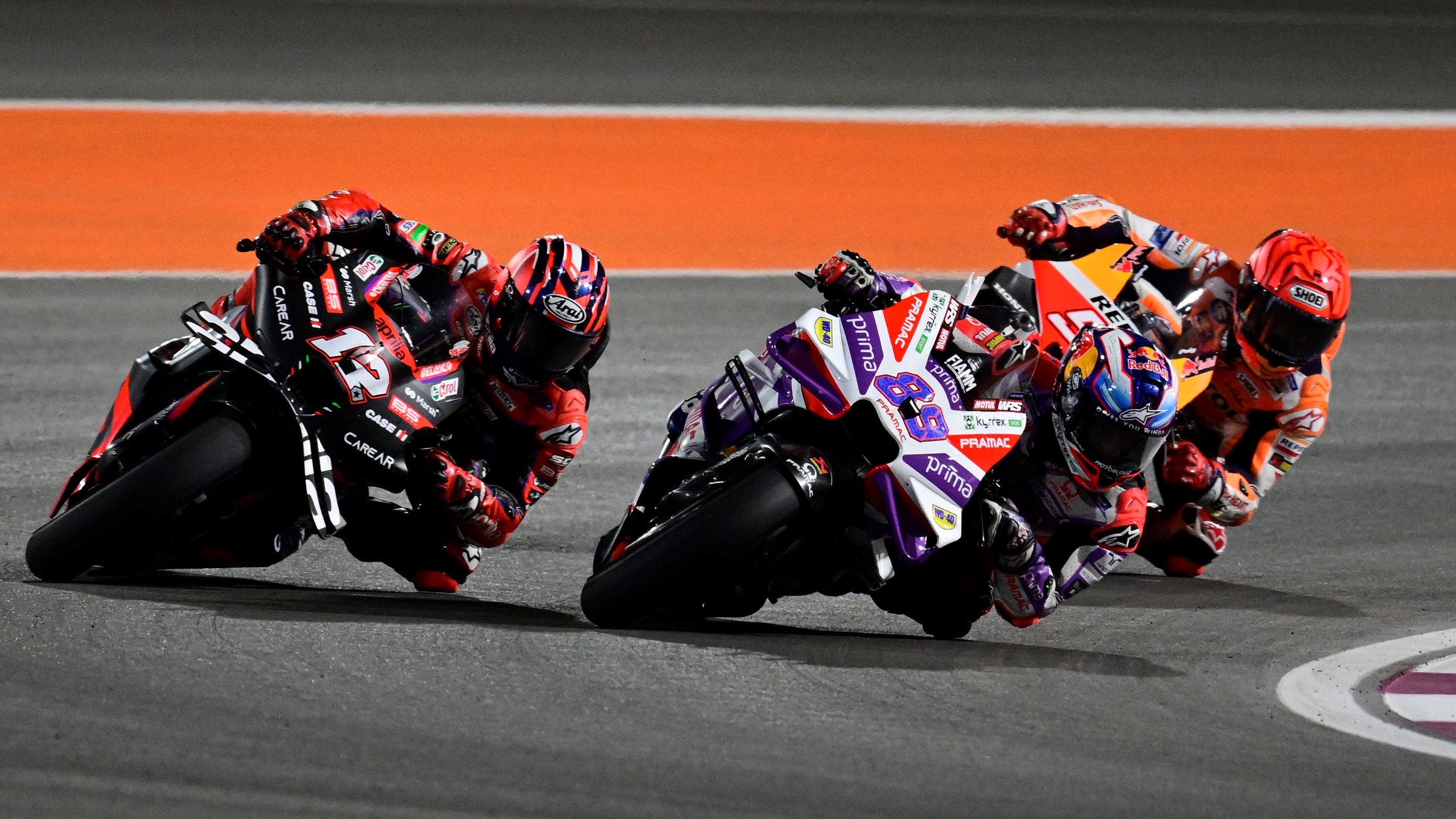 Jorge Martín supera a Maverick Viñales en presencia de Marc Márquez, MotoGP Qatar 2023
