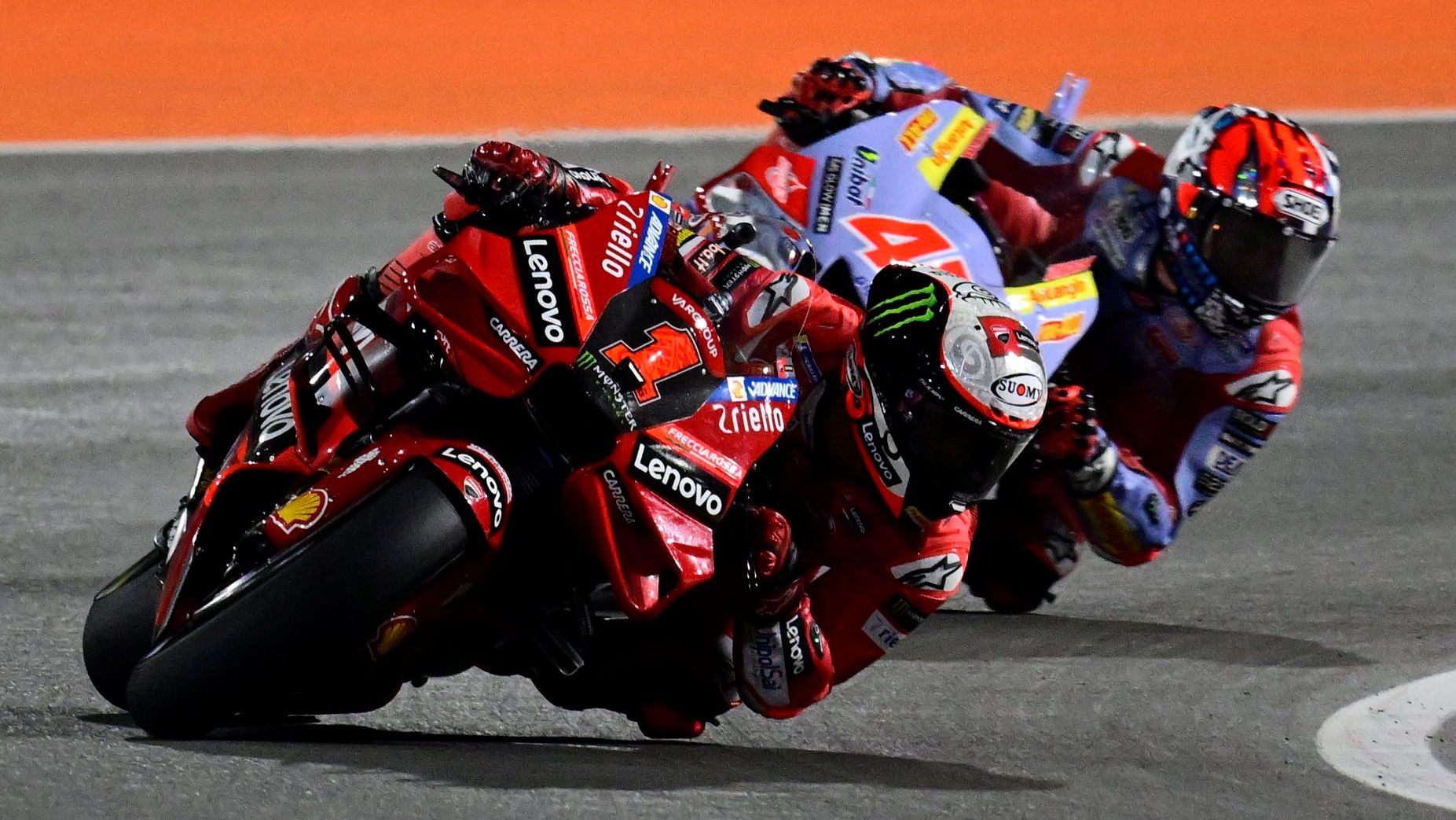 Pecco Bagnaia comanda ante Fabio Di Giannantonio, MotoGP Qatar 2023