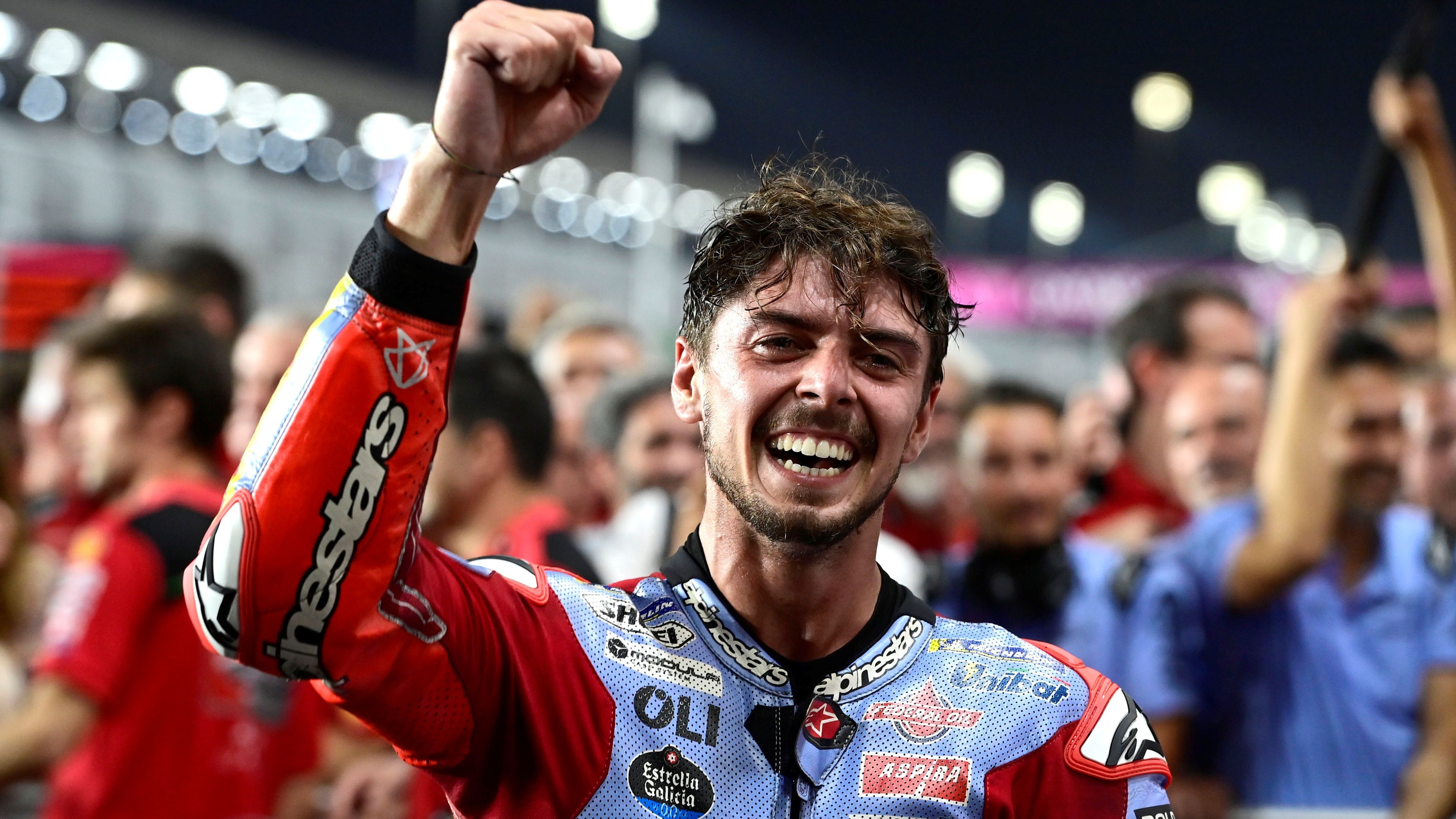 Fabio Di Giannantonio celebra la victoria en el GP de Qatar de MotoGP 2023