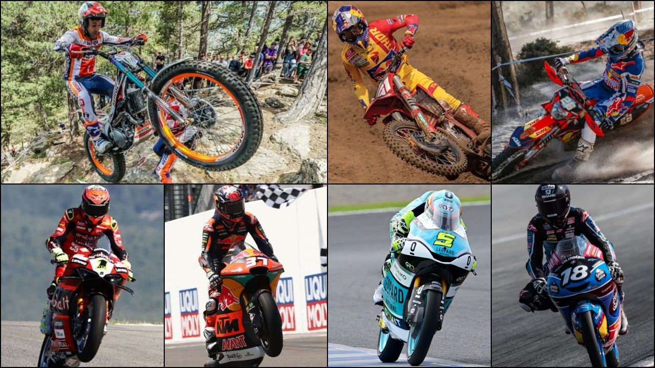 Toni Bou, Jorge Prado, Josep García, Álvaro Bautista, Pedro Acosta, Jaume Masià y Ángel Piqueras han logrado títulos mundiales para España en 2023