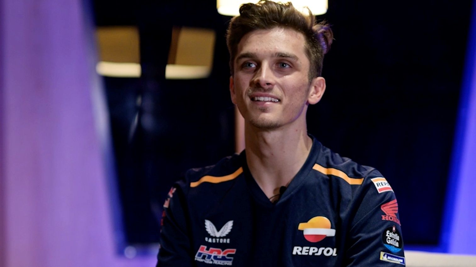 Luca Marini en su primera entrevista con los colores del Repsol Honda