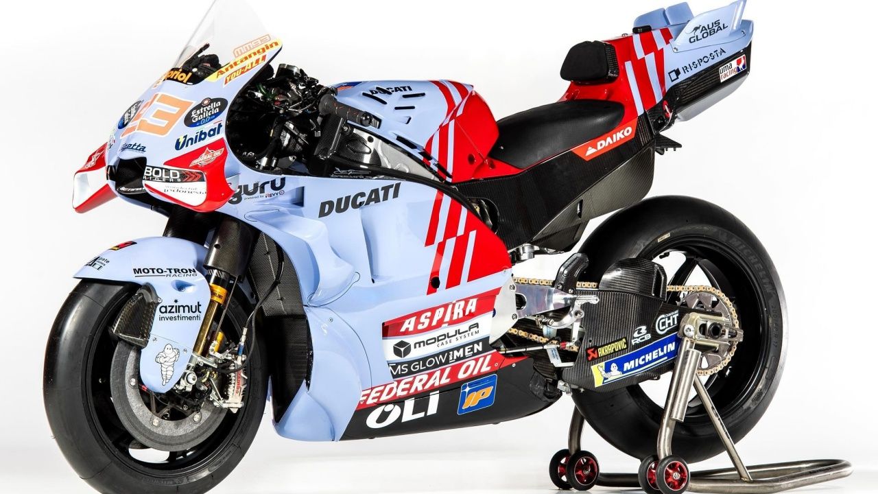 La Ducati Desmosedici GP23 del Gresini Racing que llevarán Marc Márquez y Álex Márquez en MotoGP 2024