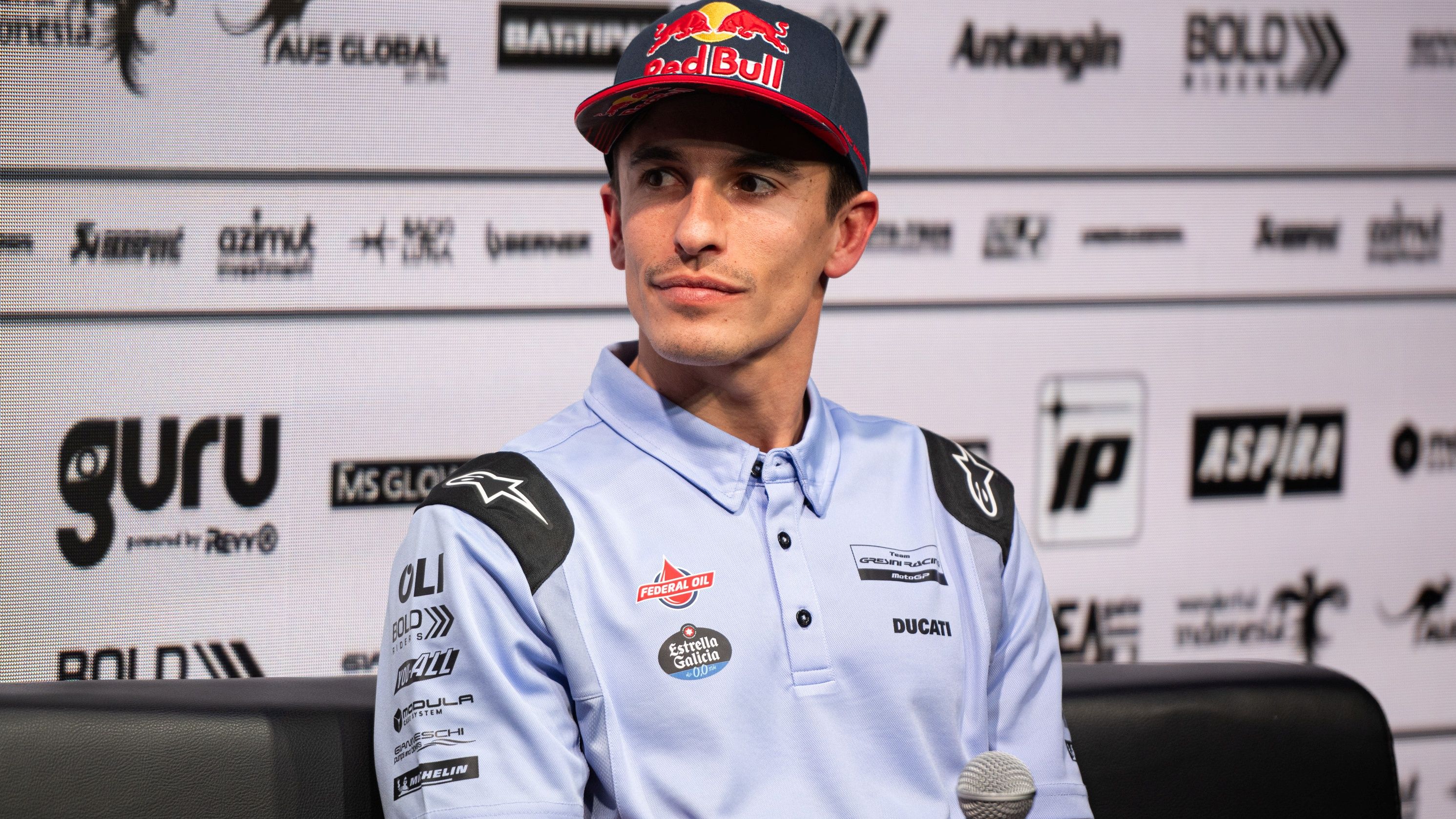 Marc Márquez durante la presentación con el Gresini Racing