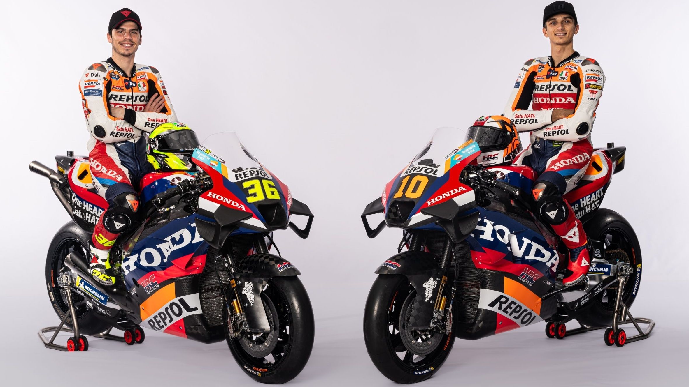 Joan Mir y Luca Marini sobre las Honda RC213V del Repsol Honda Team que llevarán en MotoGP 2024