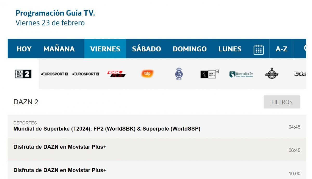 Movistar Plus sigue ofreciendo Superbike a través de los canales de DAZN
