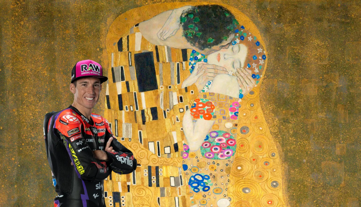 Aleix Espargaró en El beso, de Gustav Klimt Aleix Espargaró en El beso, de Gustav Klimt