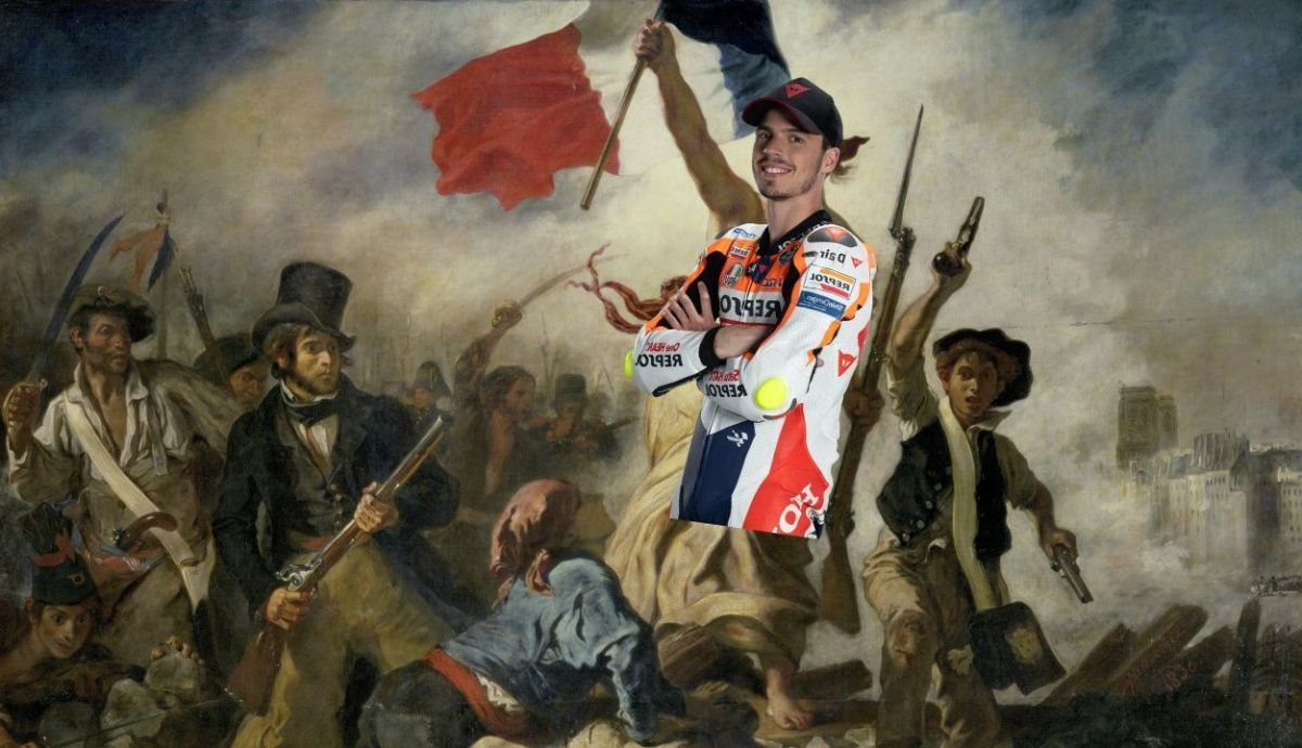 Joan Mir en La libertad guiando al pueblo, de Eugène Delacroix Joan Mir en La libertad guiando al pueblo, de Eugène Delacroix