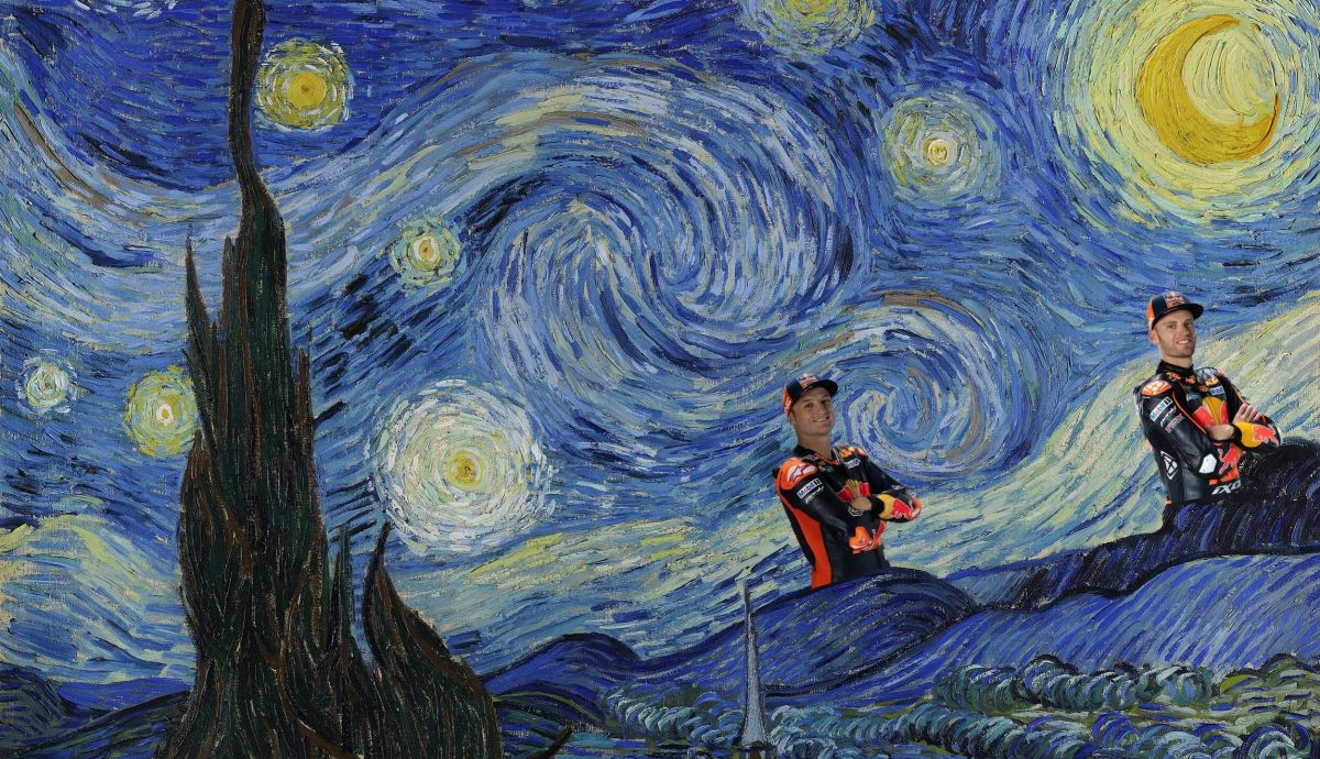Brad Binder y Jack Miller en La noche estrellada, de Vincent Van Gogh Brad Binder y Jack Miller en La noche estrellada, de Vincent Van Gogh