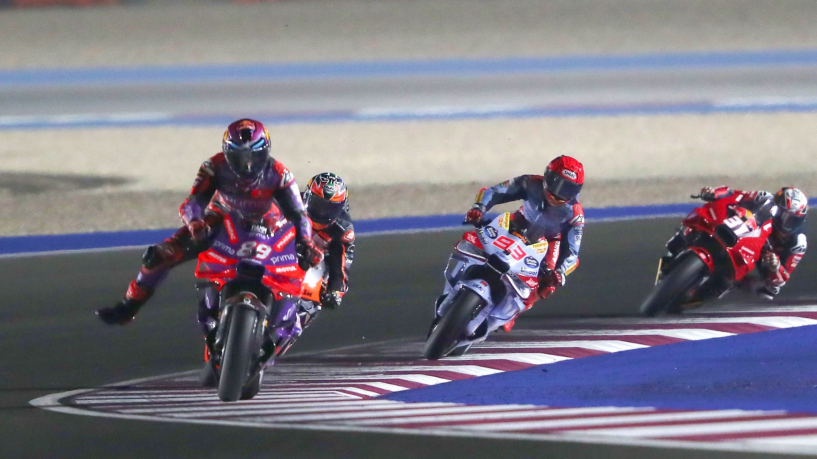 Jorge Martín delante de Brad Binder, Marc Márquez y Pedro Acosta, MotoGP Qatar 2024