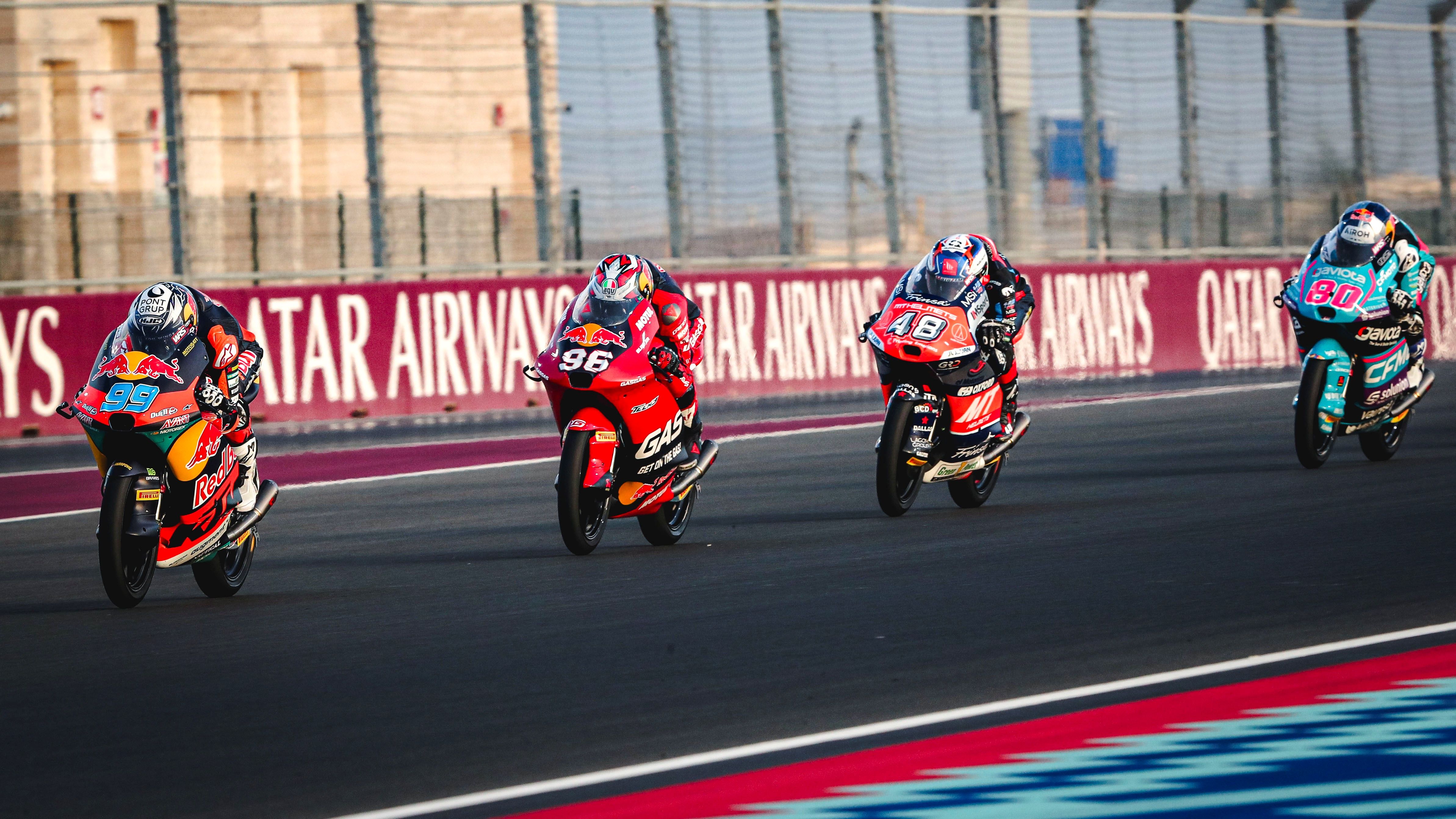 José Antonio Rueda, Dani Holgado, Iván Ortolá y David Alonso, Moto3 Qatar 2024