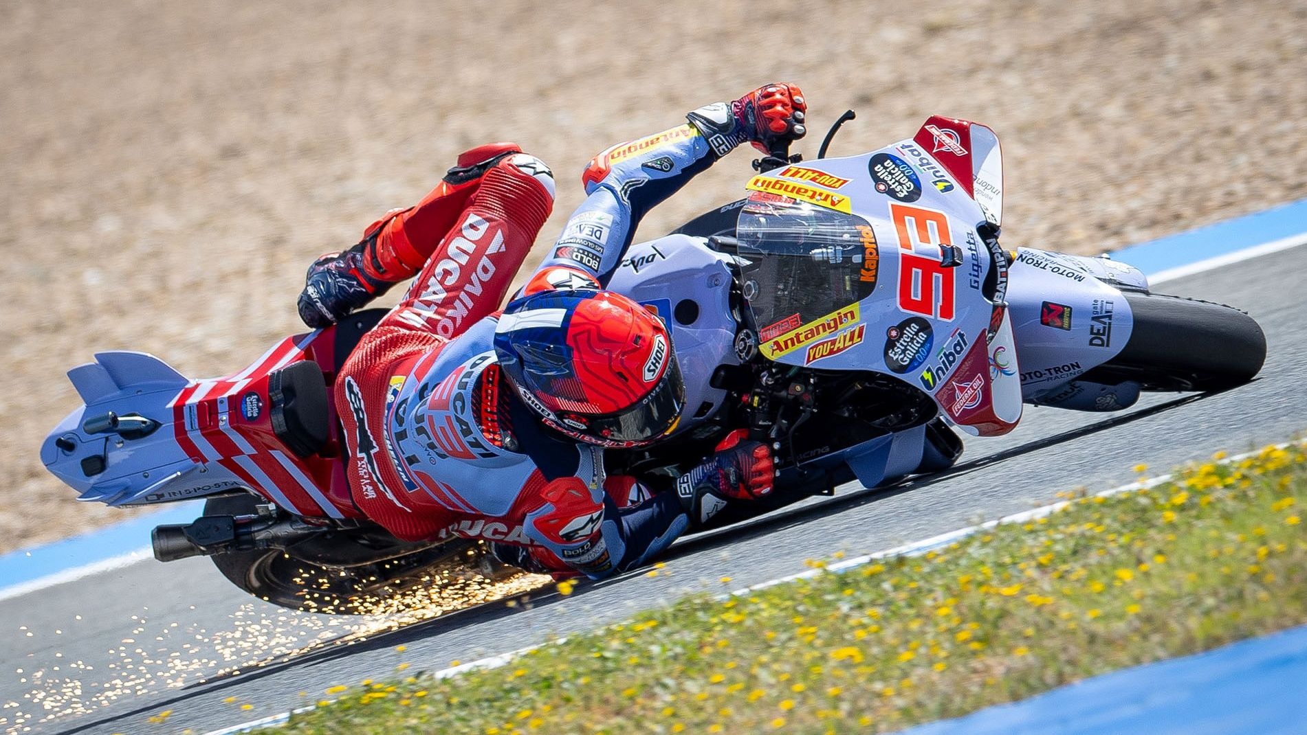 Marc Márquez se va al suelo cuando lideraba el Sprint, MotoGP Jerez 2024