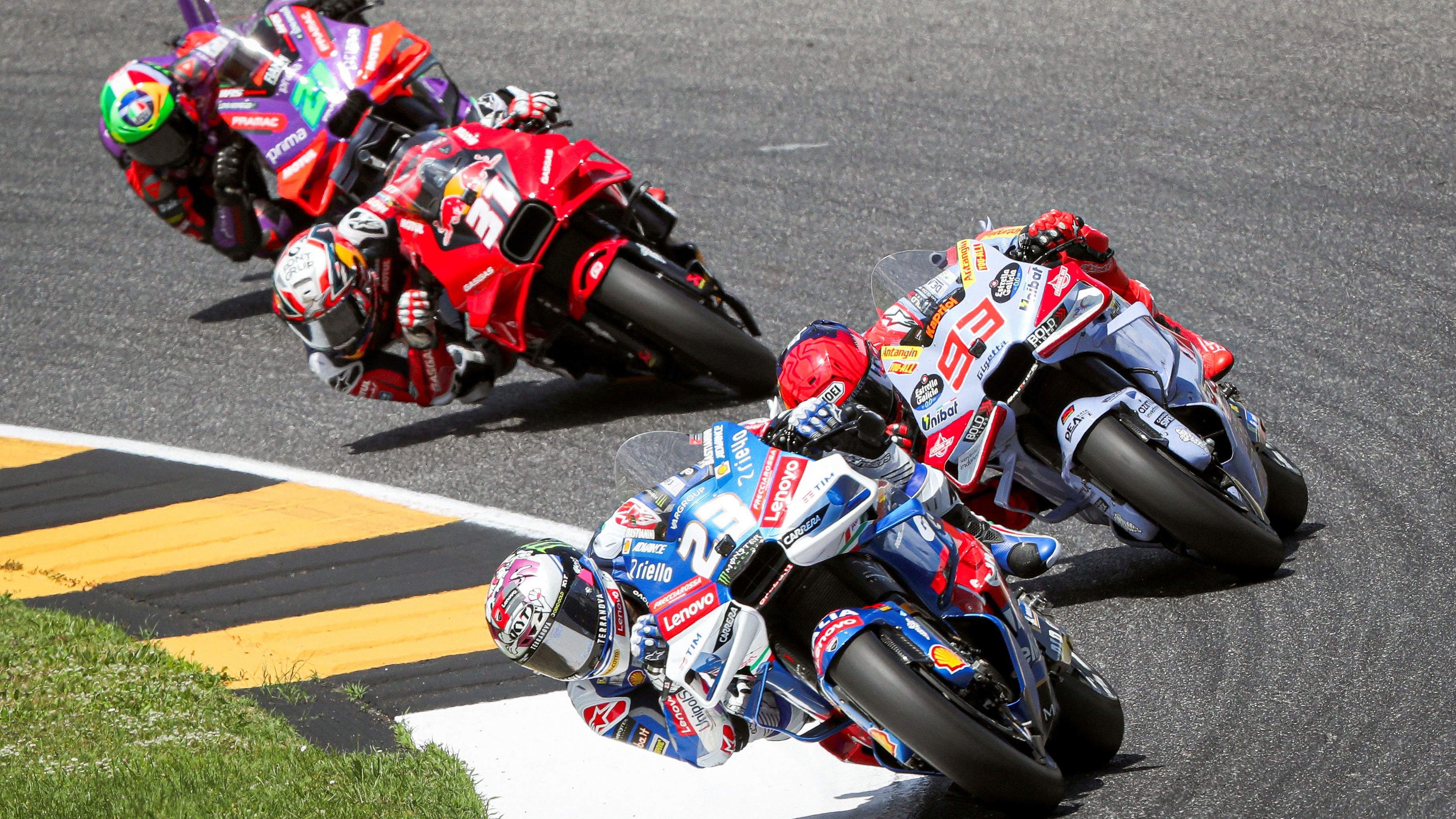 Enea Bastianini, Marc Márquez, Pedro Acosta y Franco Morbidelli, MotoGP Italia 2024