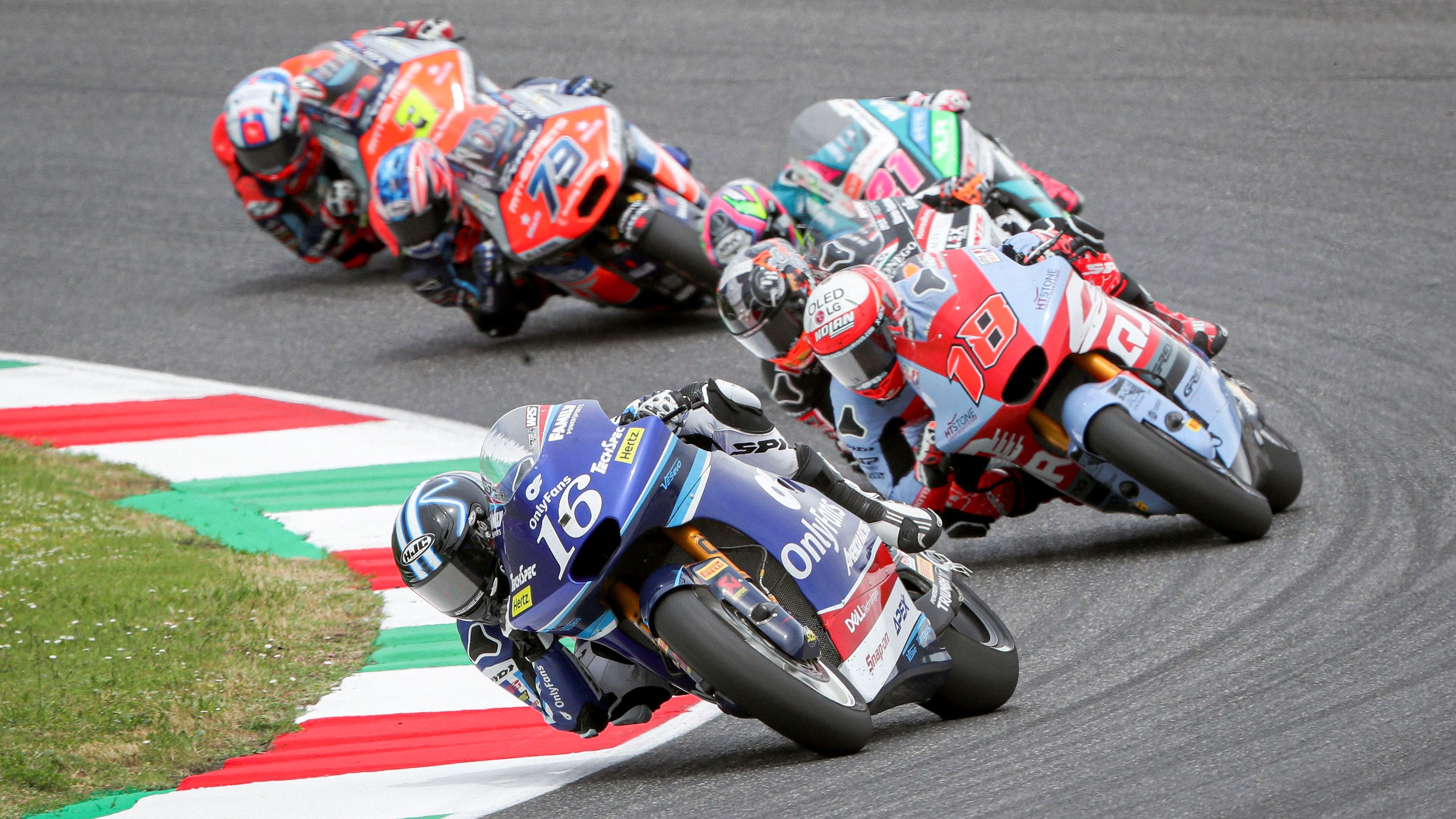 Joe Roberts, Manu González, Alonso López, Ai Ogura y Sergio García, Moto2 Italia 2024