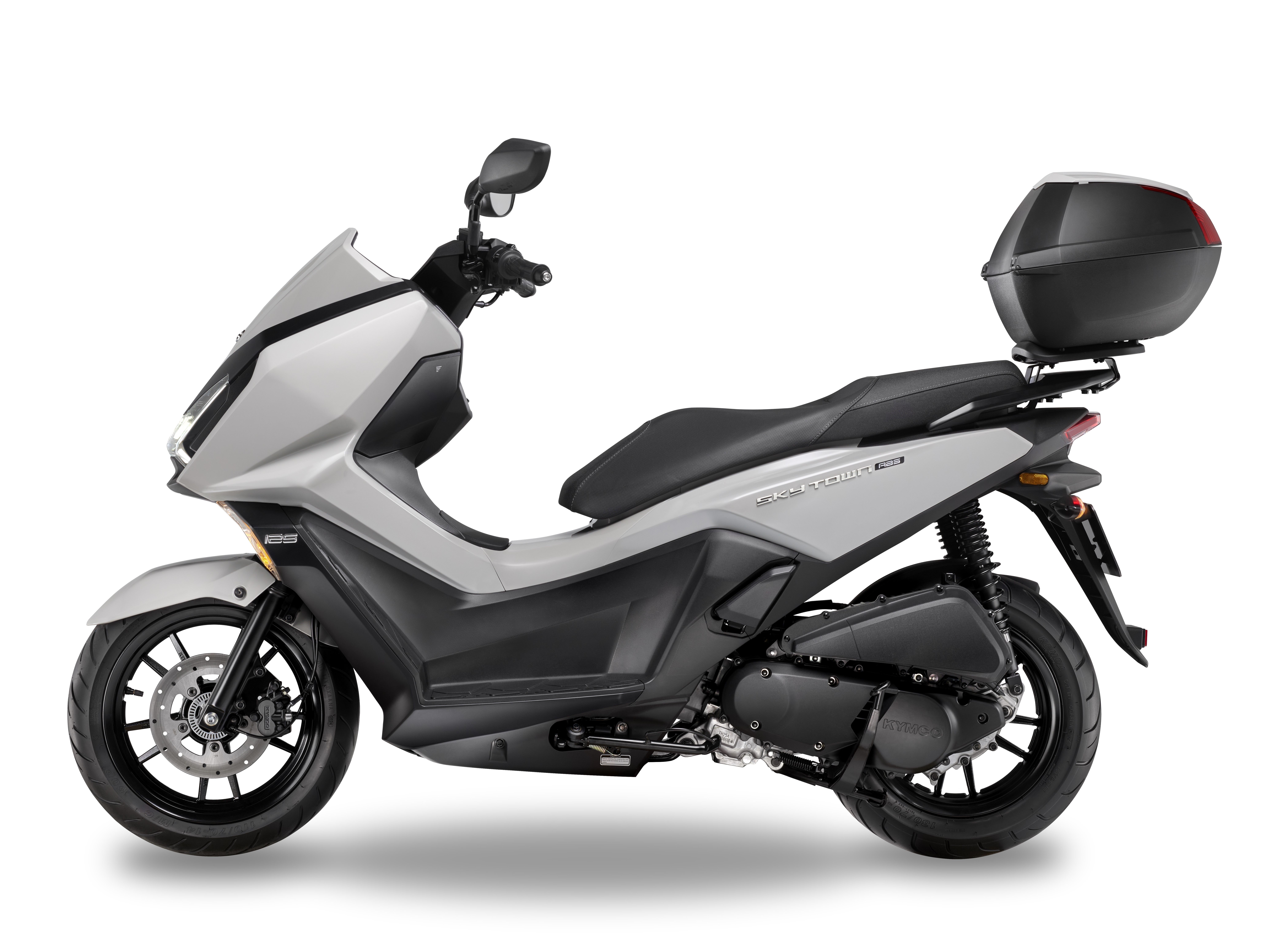 Kymco Sky Town ABS Gris lateral izdo con maleta con luces