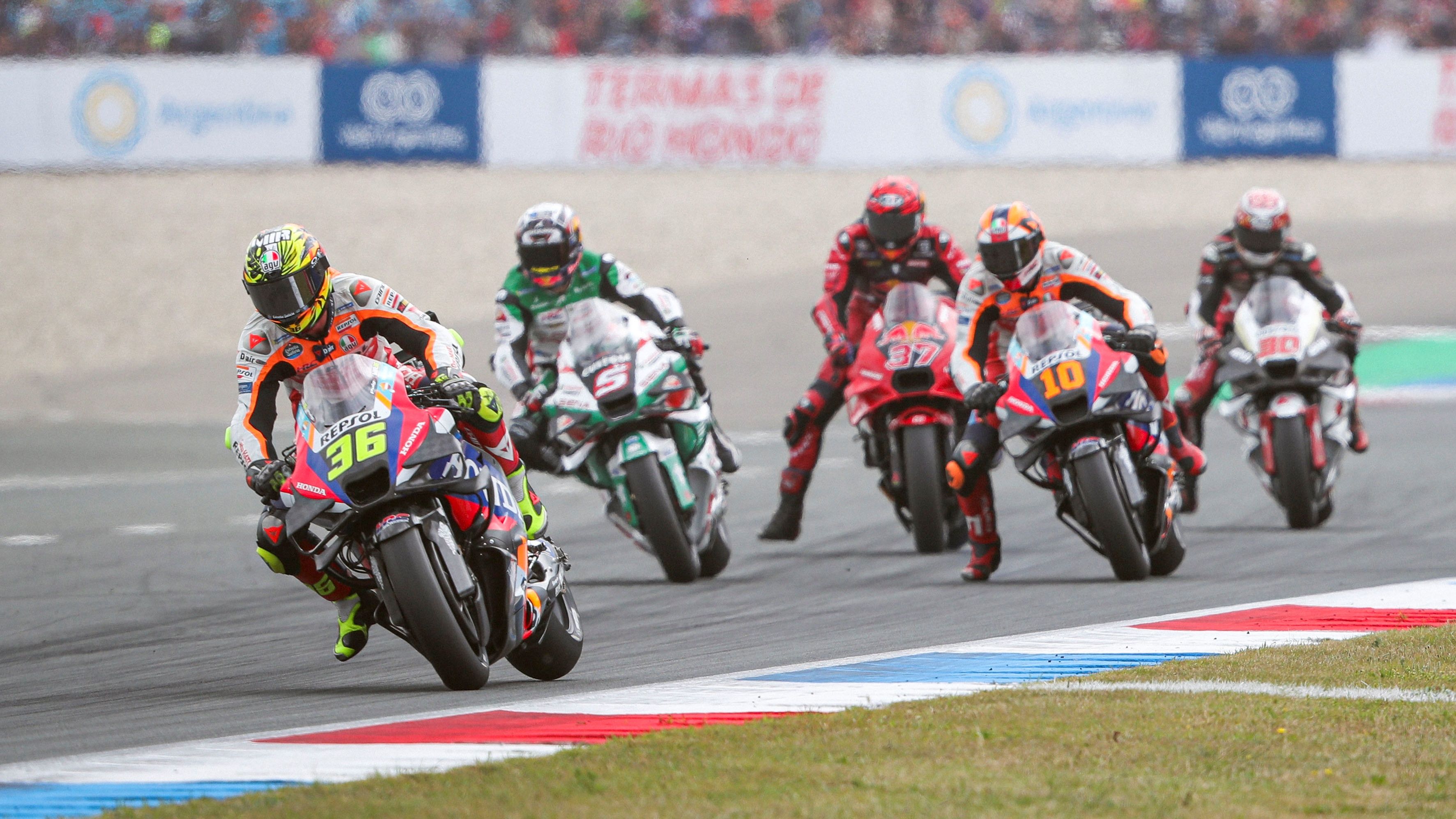 Joan Mir, Johann Zarco, Luca Marini, Augusto Fernández y Takaaki Nakagami, MotoGP Assen 2024