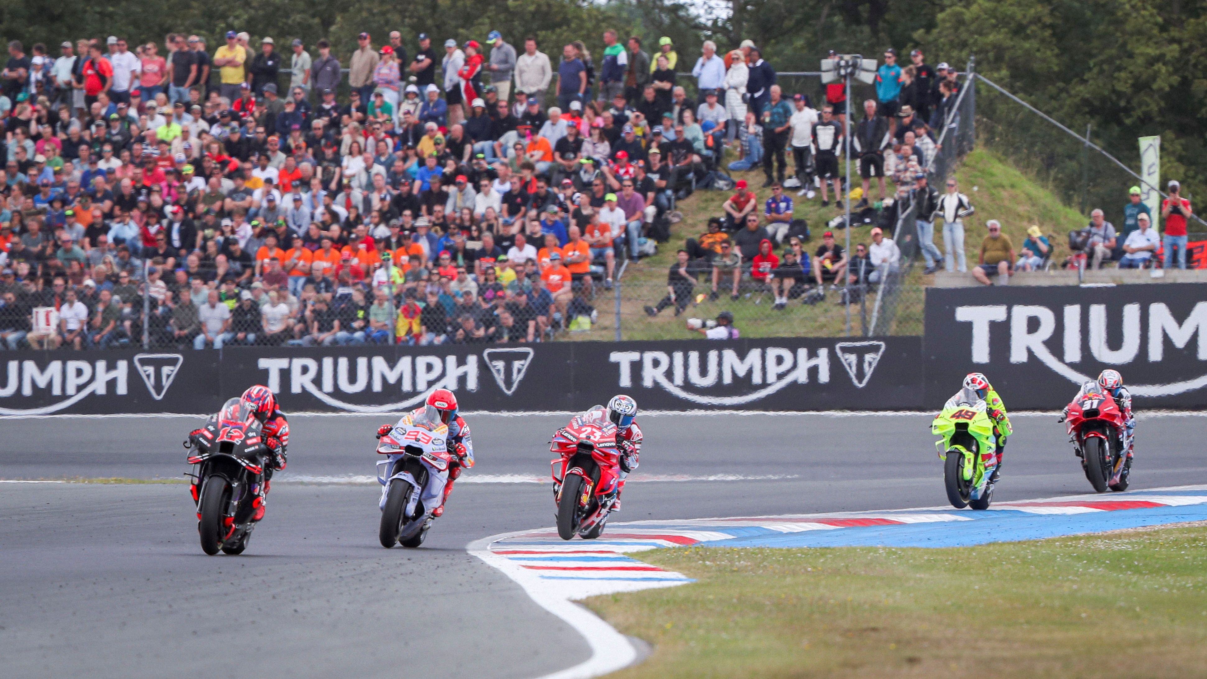 Maverick Viñales, Marc Márquez, Enea Bastianini, Fabio Di Giannantonio y Pedro Acosta, MotoGP Assen 2024