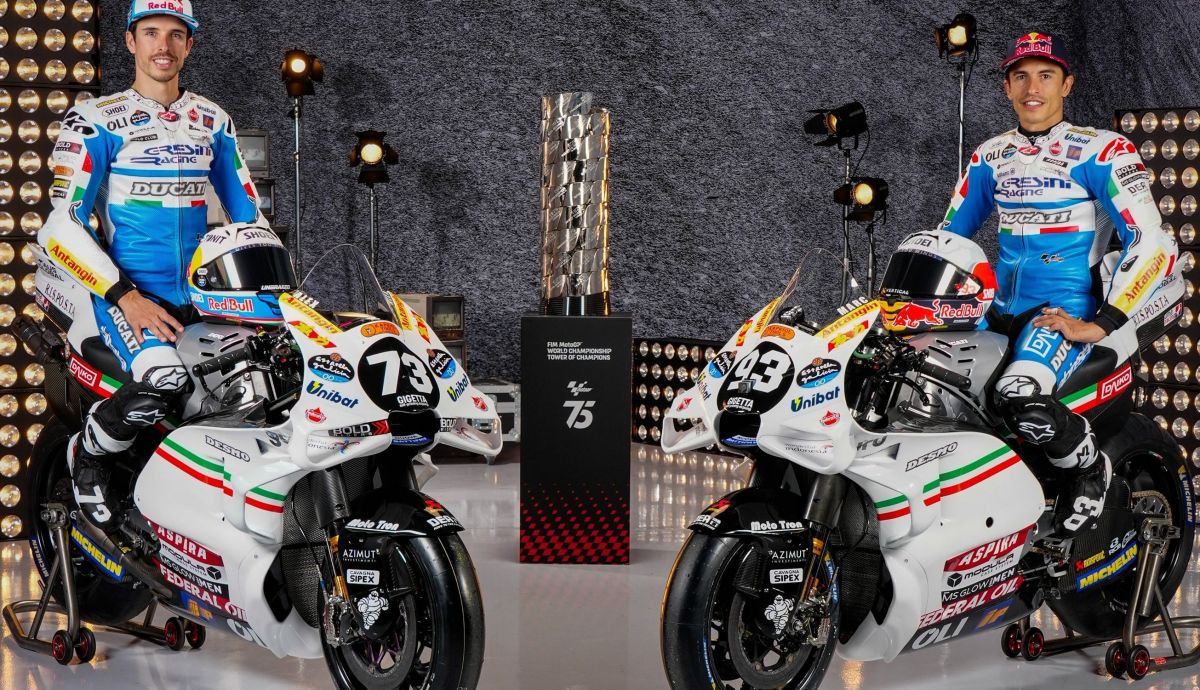 La decoración especial del Gresini para el 75 aniversario de MotoGP La decoración especial del Gresini para el 75 aniversario de MotoGP
