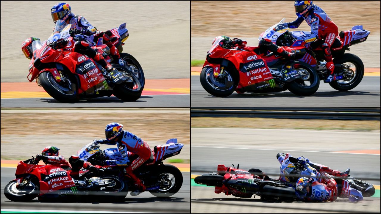 Secuencia del incidente entre Pecco Bagnaia y Álex Márquez en Motorland Aragón