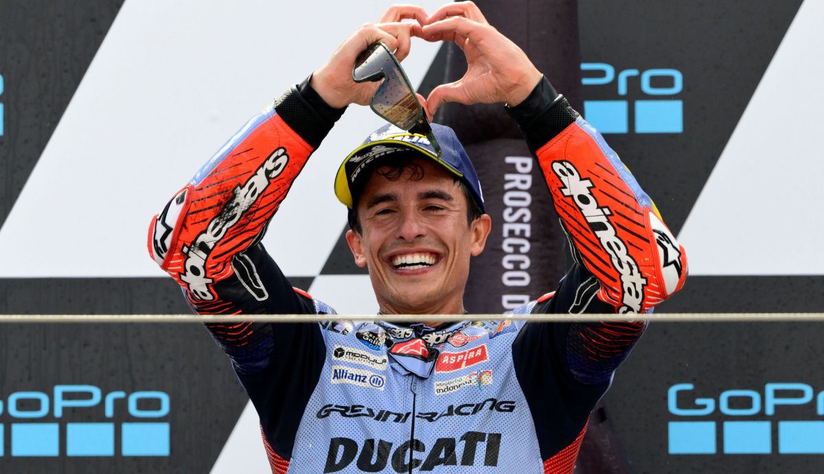 Marc Márquez en el podio del GP de Aragón Marc Márquez en el podio del GP de Aragón