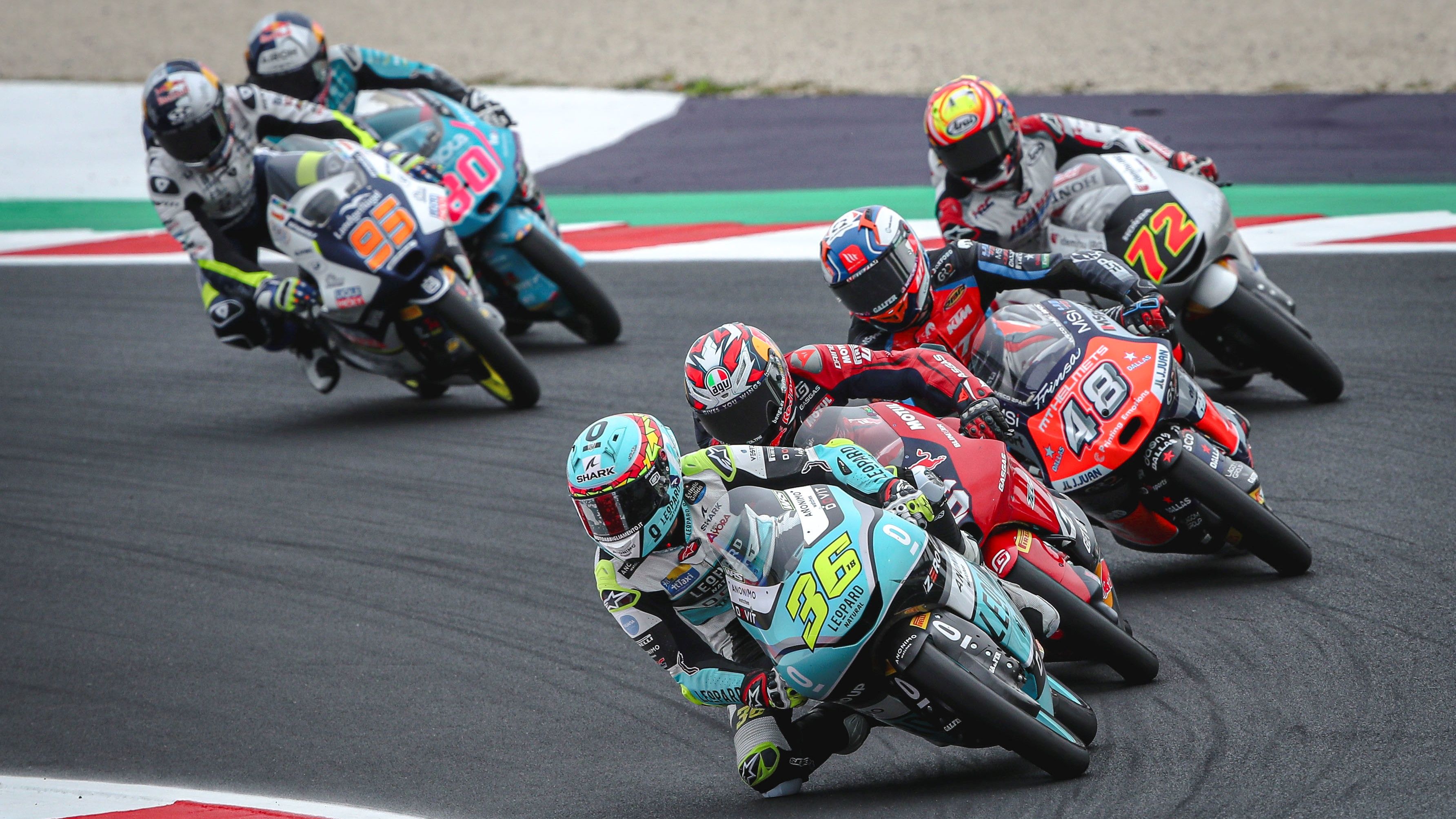 Ángel Piqueras, Dani Holgado, Iván Ortolá, Taiyo Furusato, Collin Veijer y David Alonso, Moto3 San Marino 2024