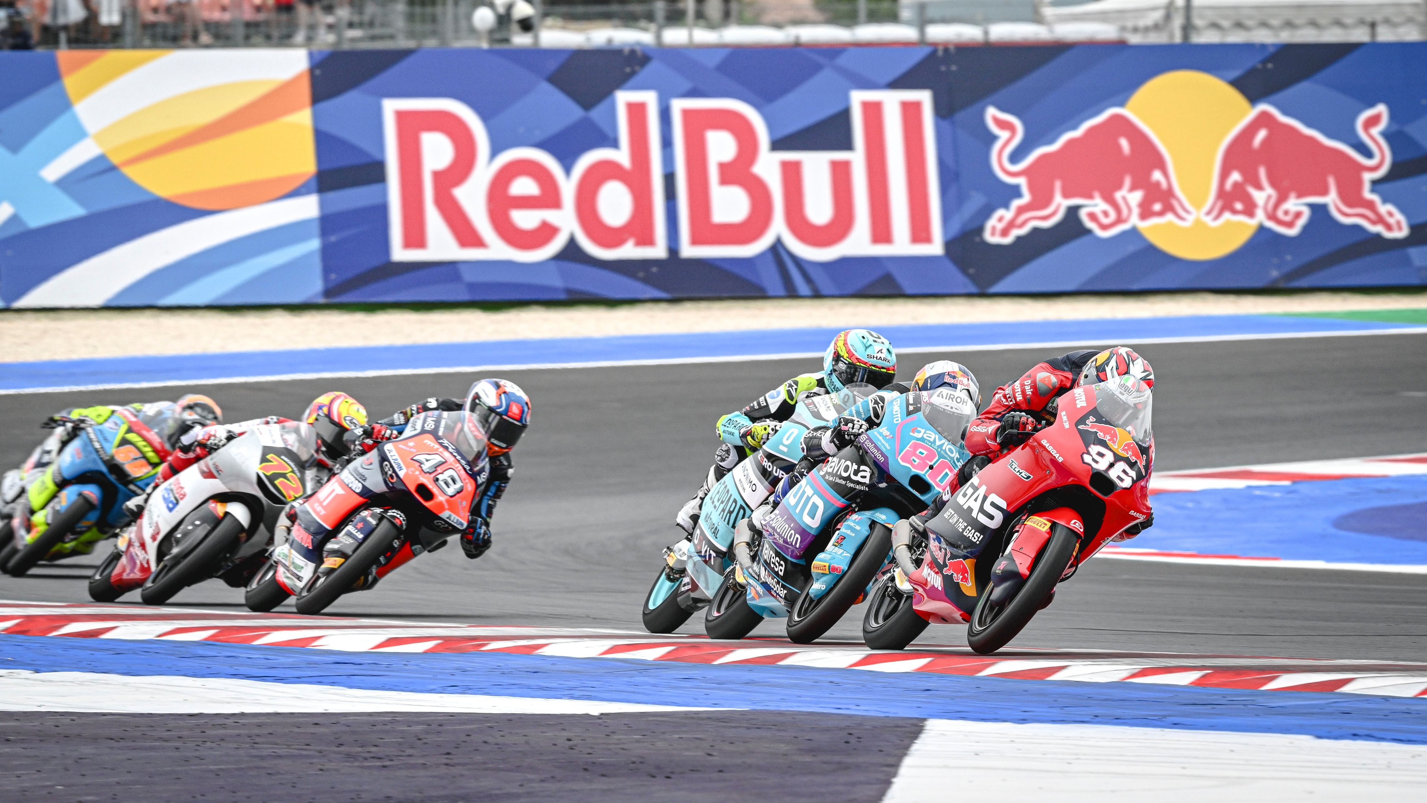 Dani Holgado, David Alonso, Ángel Piqueras, Iván Ortolá, Taiyo Furusato, Joel Kelso y Collin Veijer, Moto3 San Marino 2024