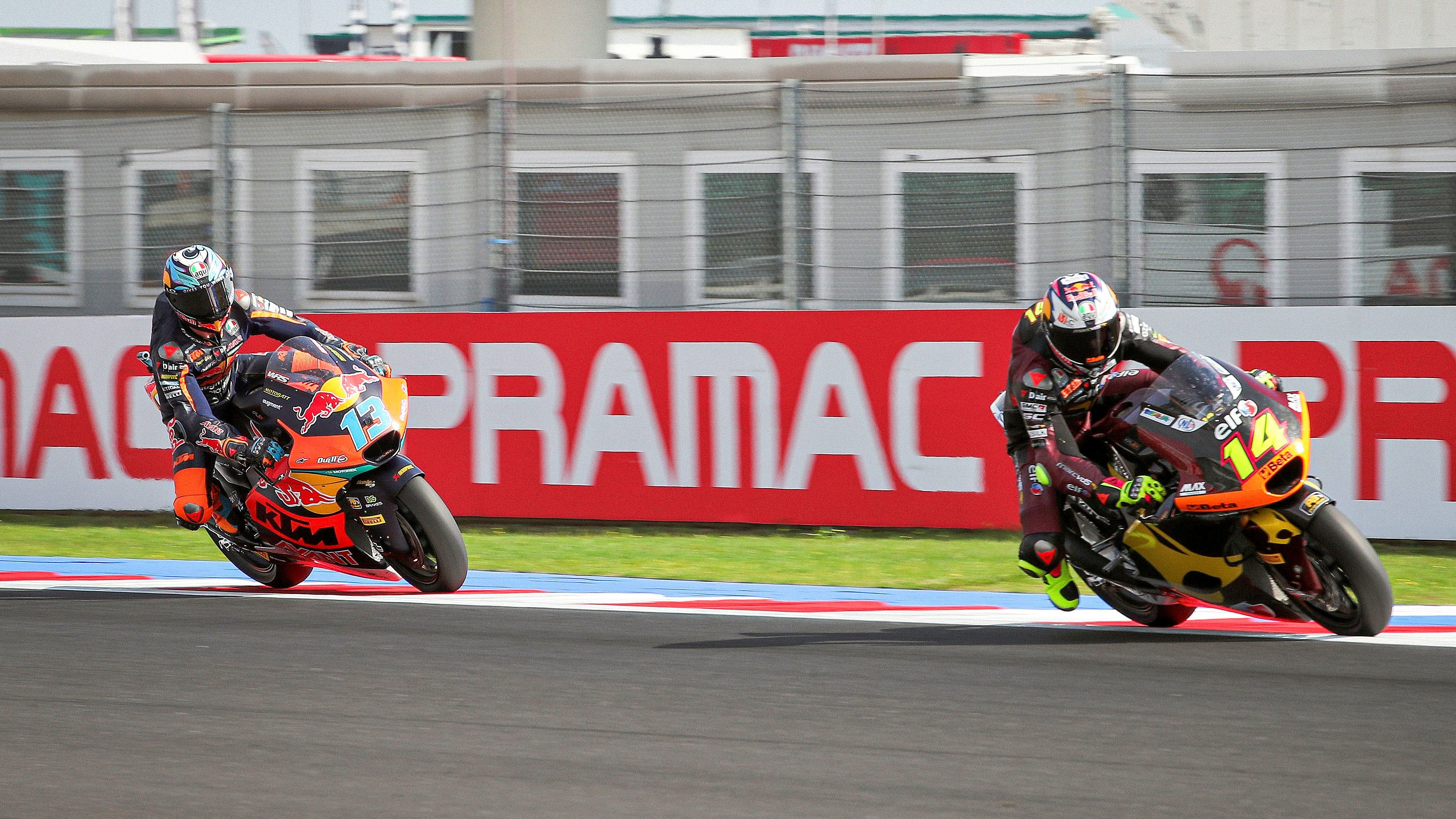Tony Arbolino lidera por delante de Celestino Vietti, Moto2 Emilia Romaña 2024