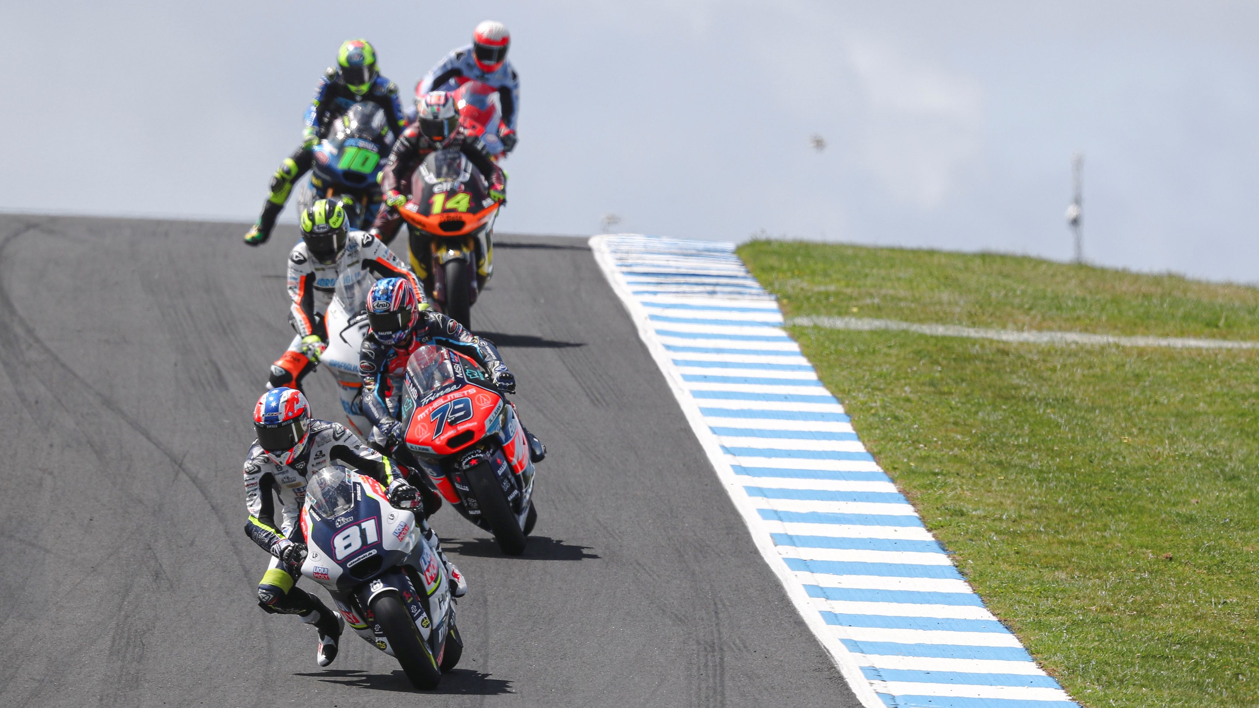 Senna Agius, Ai Ogura, Barry Baltus, Tony Arbolino, Diogo Moreira y Manu González, Moto2 Australia 2024