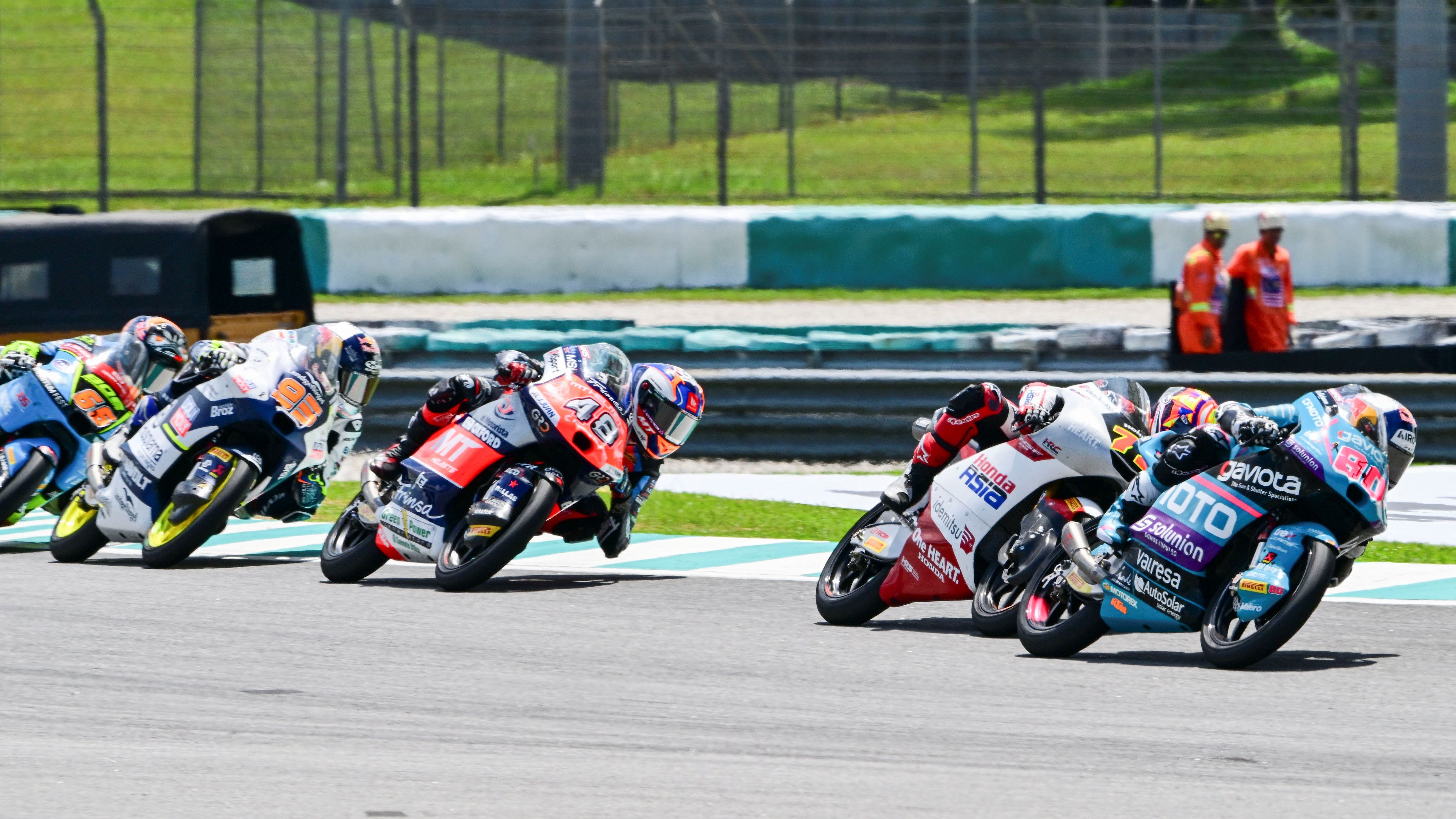 David Alonso, Taiyo Furusato, Iván Ortolá, Collin Veijer y Joel Kelso, Moto3 Malasia 2024