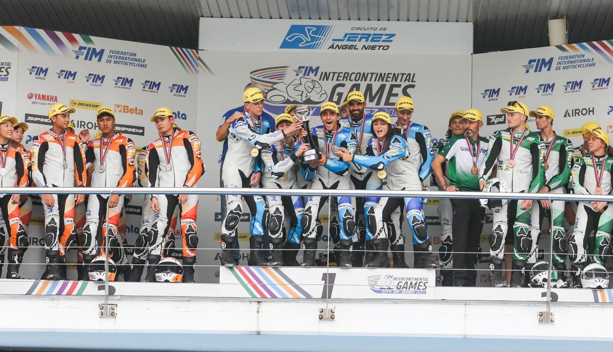 Europa celebra su victoria con Asia y Oceanía en el podio de los Juegos Intercontientales FIM Jerez 2024 Europa celebra su victoria con Asia y Oceanía en el podio de los Juegos Intercontientales FIM Jerez 2024