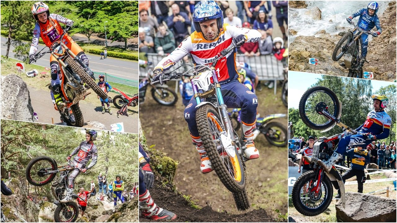 Berta Abellan con Scorpa, Miquel Gelabert con Vertigo, Toni Bou con Montesa, Gael Chatagno con Electric Motion y Jorge Casales con TRS
