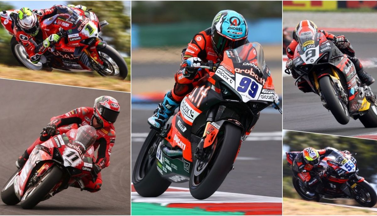 Álvaro Bautista, Nicolò Bulega, Adrián Huertas, Danilo Petrucci y Yari Montella han sido protagonistas en el WorldSBK con Ducati en 2024
