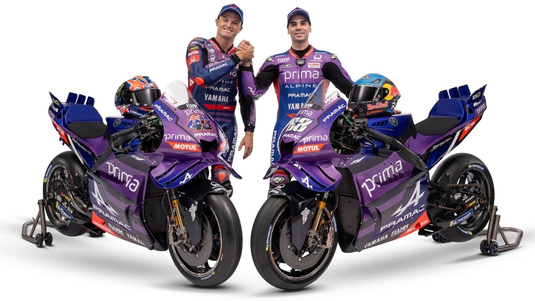 Jack Miller y Miguel Oliveira con las Yamaha YZR M1 del Prima Pramac para MotoGP 2025