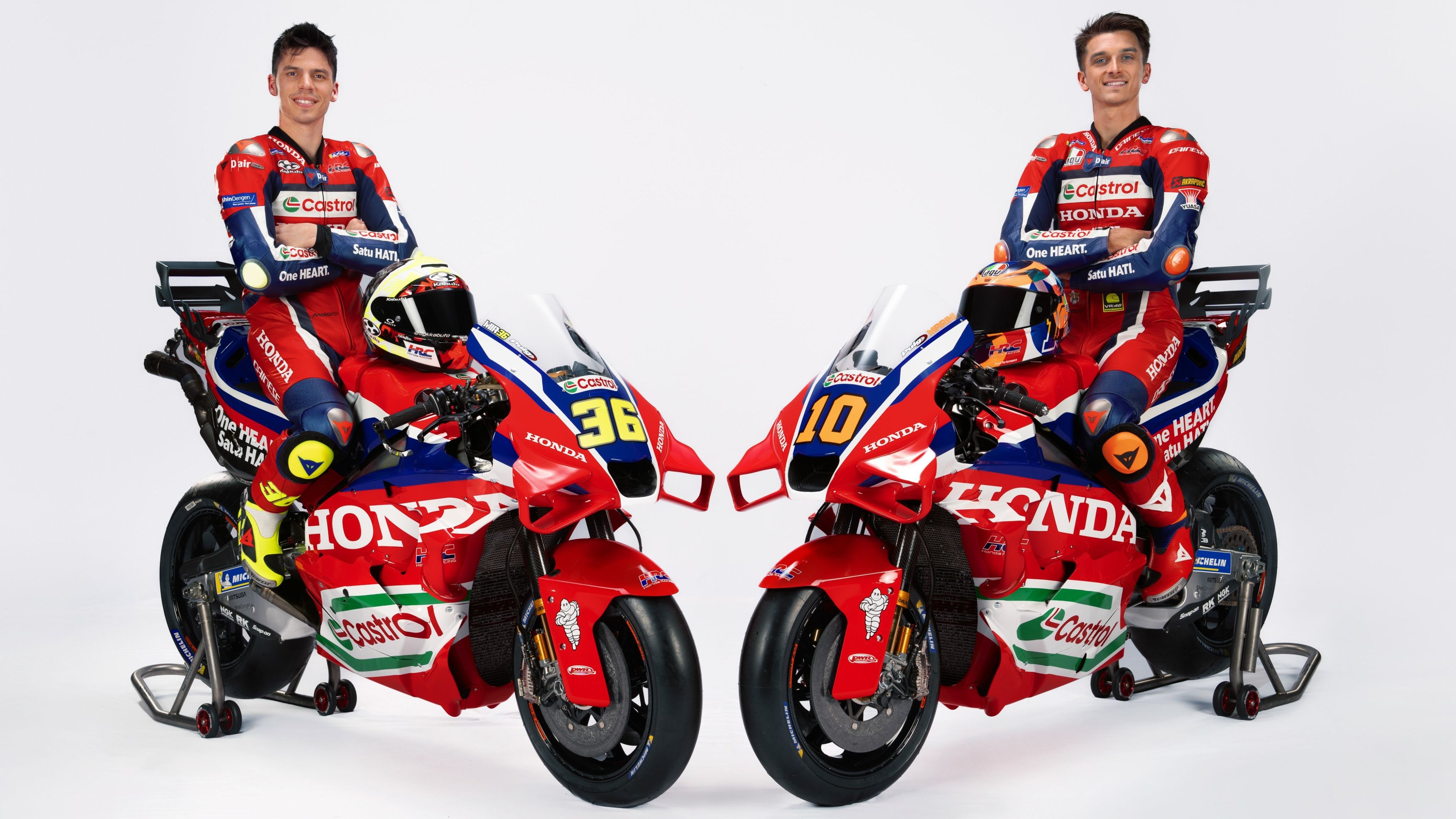 Joan Mir y Luca Marini sobre las Honda RC213V del HRC Castrol para MotoGP 2025