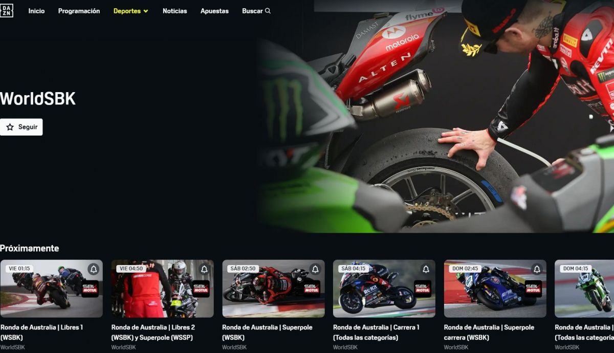 El WorldSBK 2025 se podrá ver íntegro en DAZN