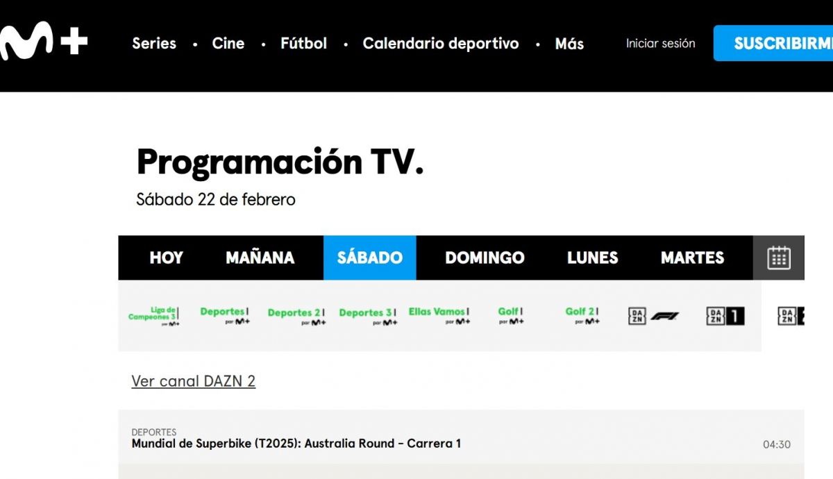 Movistar+ emitirá el WorldSBK 2025 a través de los canales de DAZN