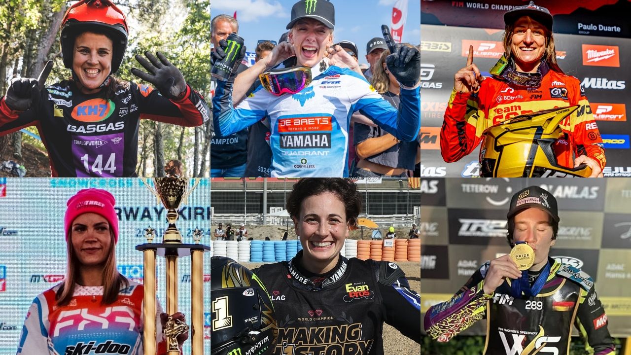 Laia Sanz, Lotte van Drunen, Mireia Badia, Malene Cottew, Ana Carrasco y Celina Liebmann son algunas de las campeonas de motociclismo femenino a nivel mundial o internacional