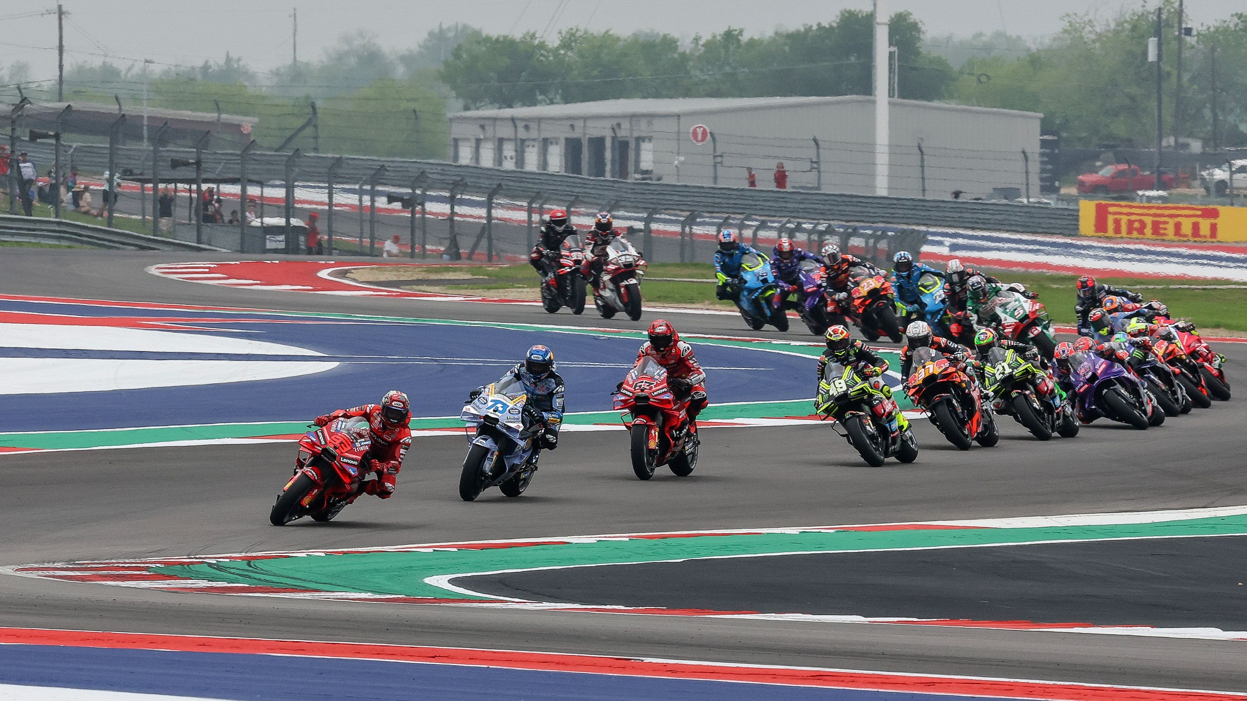 Marc Márquez lidera ante Álex Márquez, Pecco Bagnaia y Fabio Di Giannantonio, MotoGP Américas 2025