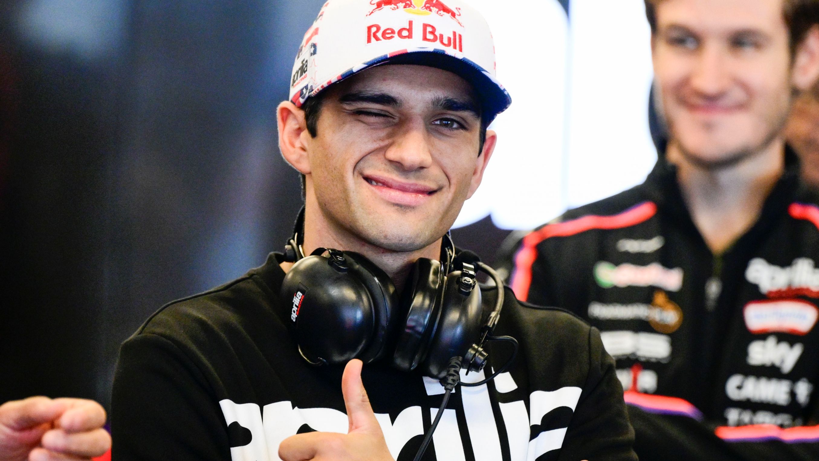 Jorge Martín en el box del Aprilia Racing el pasado GP de las Américas