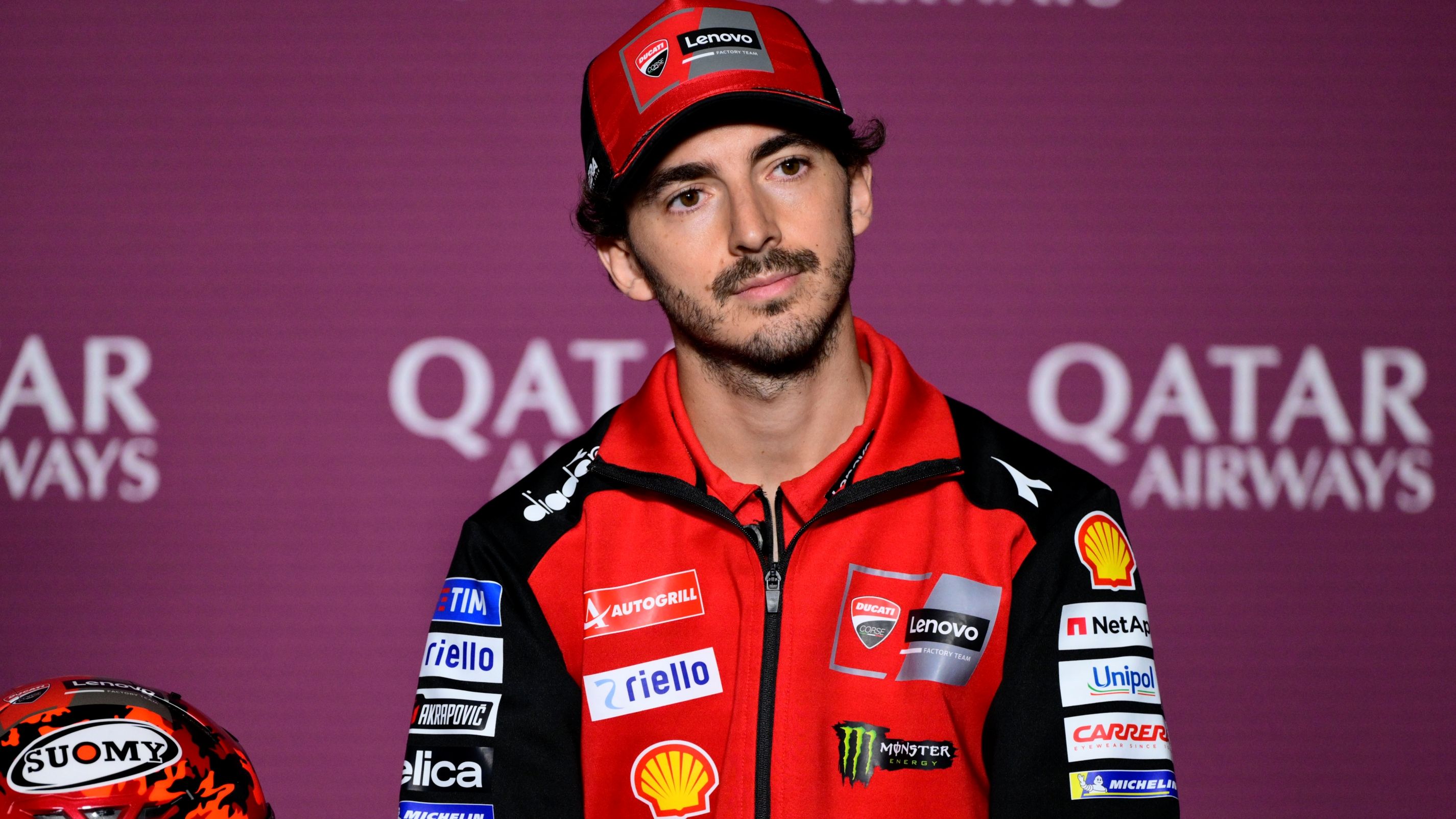Pecco Bagnaia en la rueda de prensa previa del GP de Qatar de MotoGP 2025