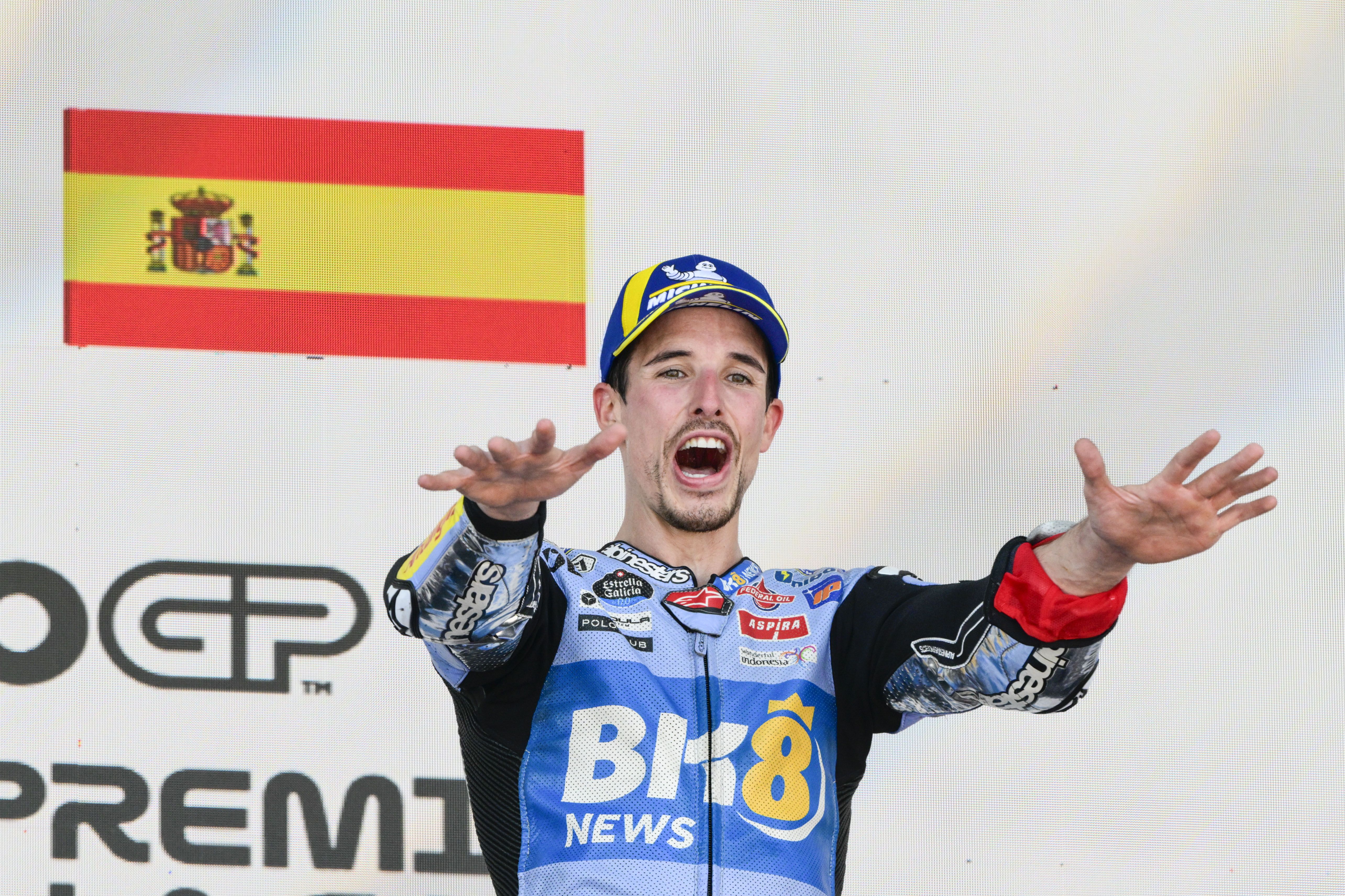 Álex Márquez celebra su primera victoria en MotoGP en Jerez.