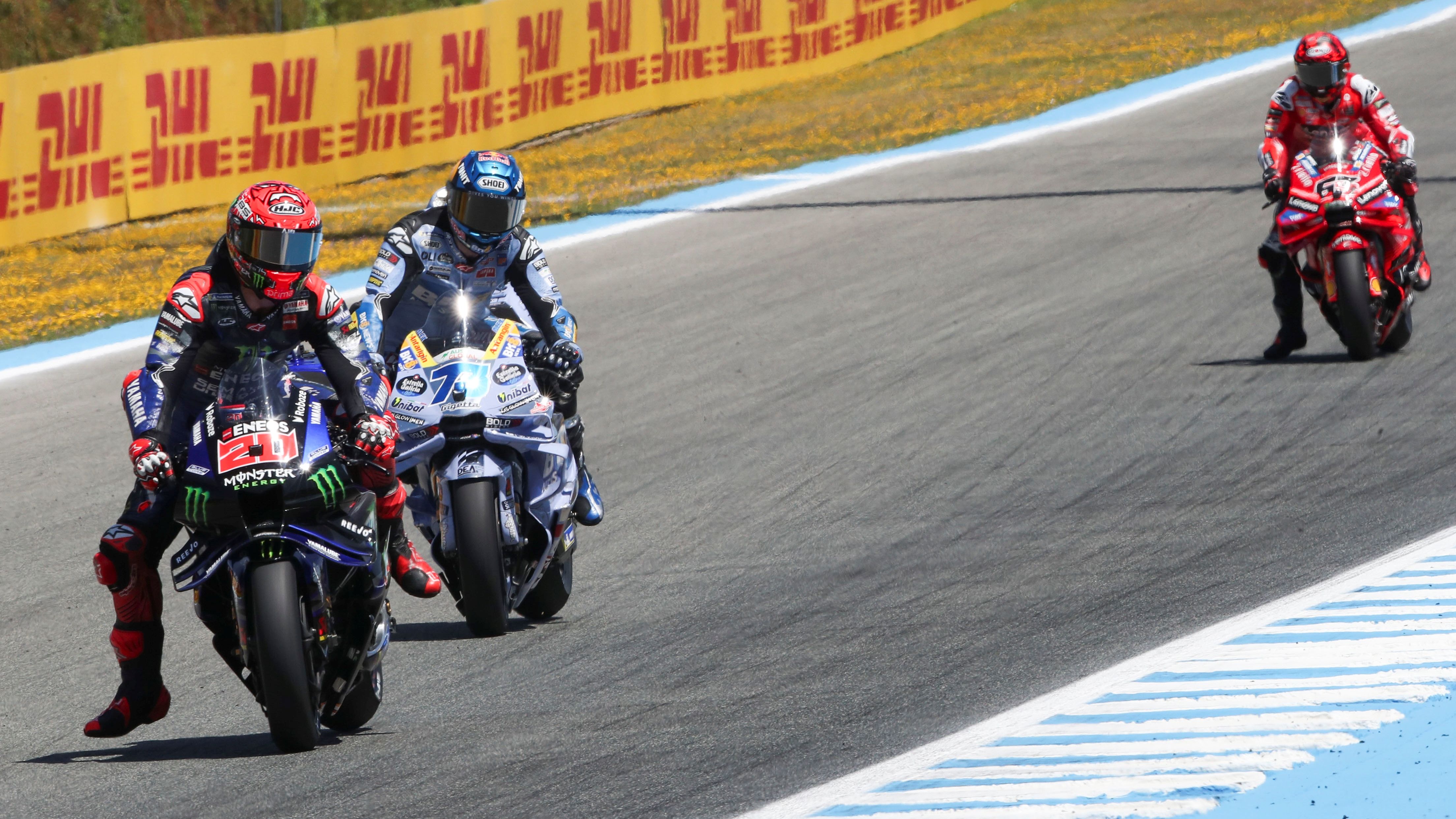 Fabio Quartararo manda ante Álex Márquez con Pecco Bagnaia detrás, MotoGP Jerez 2025
