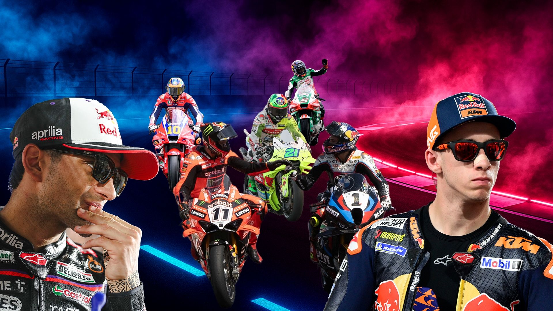 Jorge Martín, Pedro Acosta, Nicolò Bulega, Toprak Razgatlioglu, Luca Marini, Franco Morbidelli o Johann Zarco podrían ser protagonistas del mercado de fichajes 2026 en MotoGP (Montaje: @alvarogm_97_) Jorge Martín, Pedro Acosta, Nicolò Bulega, Toprak Razgatlioglu, Luca Marini, Franco Morbidelli o Johann Zarco podrían ser protagonistas del mercado de fichajes 2026 en MotoGP (Montaje: @alvarogm_97_)