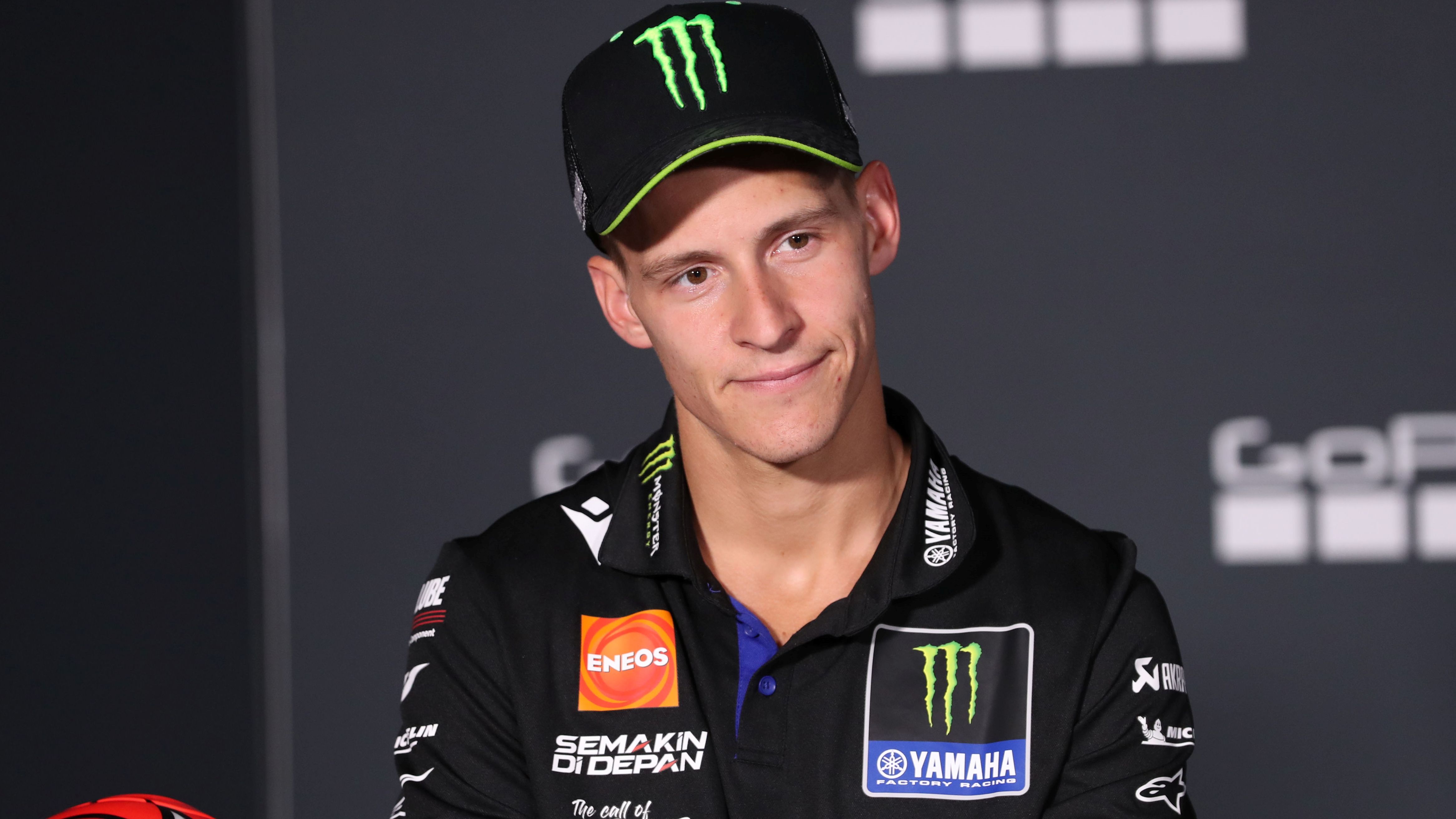 Fabio Quartararo durante la rueda de prensa del GP de Aragón de MotoGP 2025 en Motorland