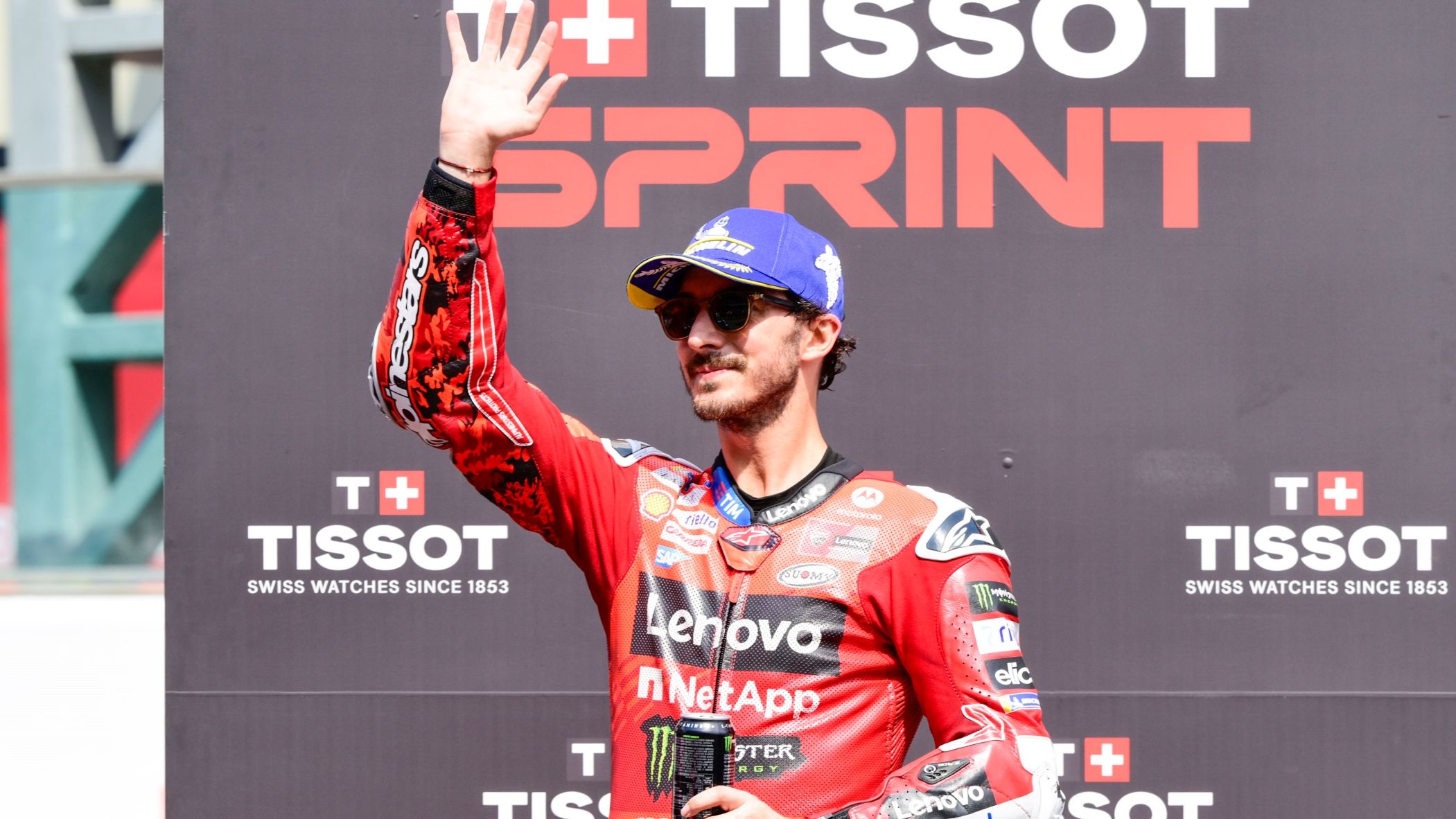 Pecco Bagnaia en el podio del Sprint del GP de Italia de MotoGP 2025 en Mugello