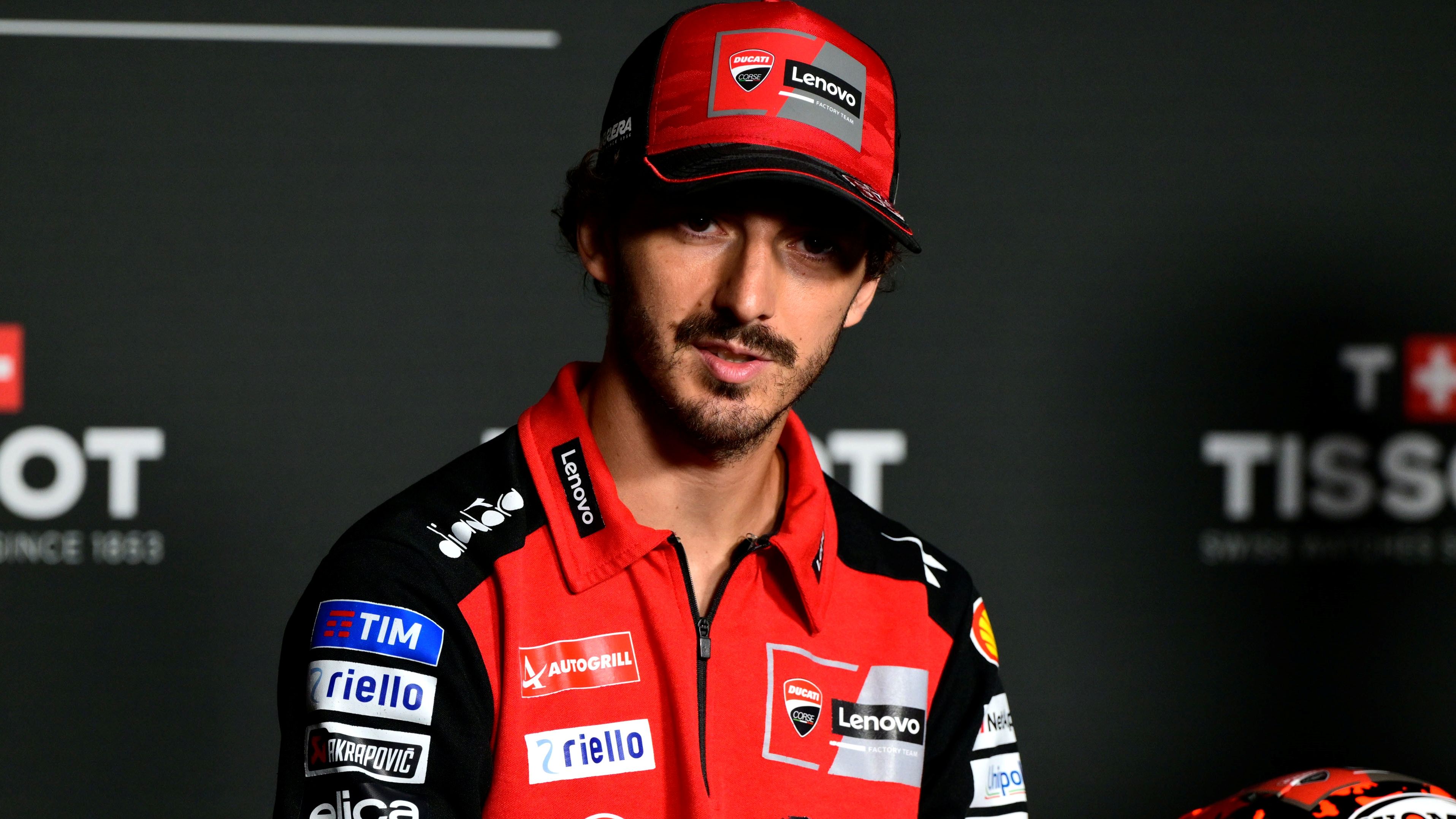 Pecco Bagnaia durante la rueda de prensa previa al GP de Chequia de MotoGP 2025 en Brno
