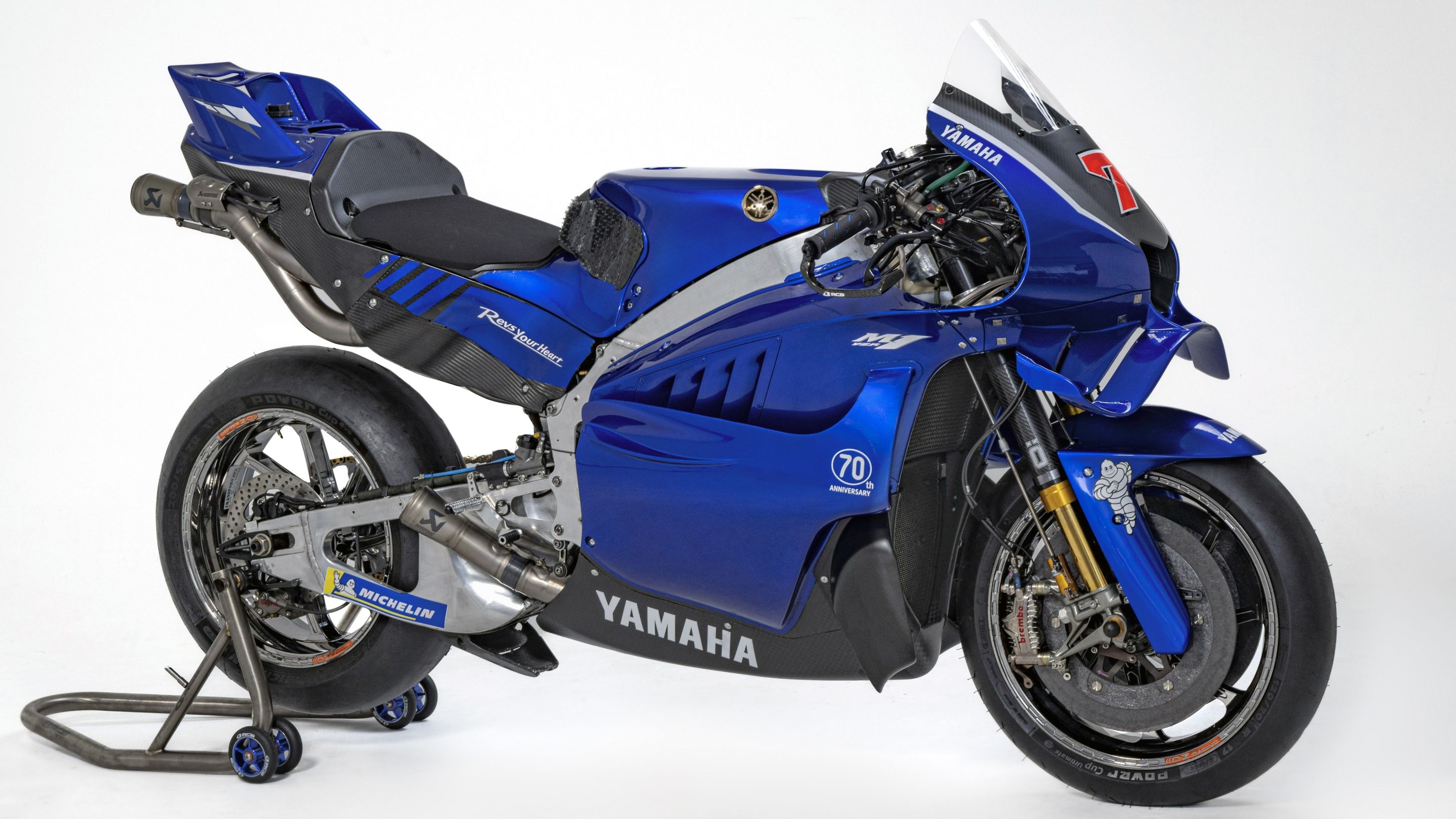 La Yamaha YZR M1 con el motor V4 que llevará el probador Augusto Fernández en su wild card en Misano